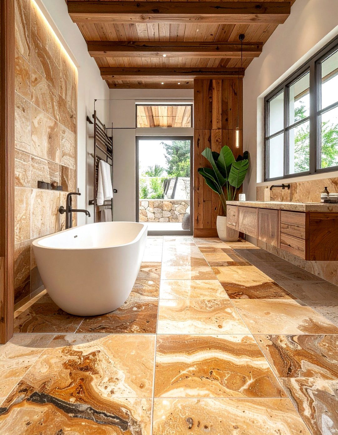 Stone tile flooring - 30 calming bathroom ideas