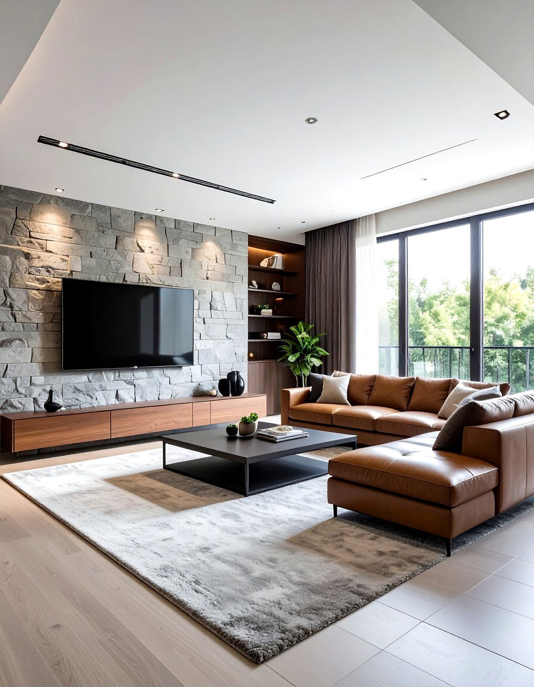 Stone veneer living room - 30 stone decor ideas