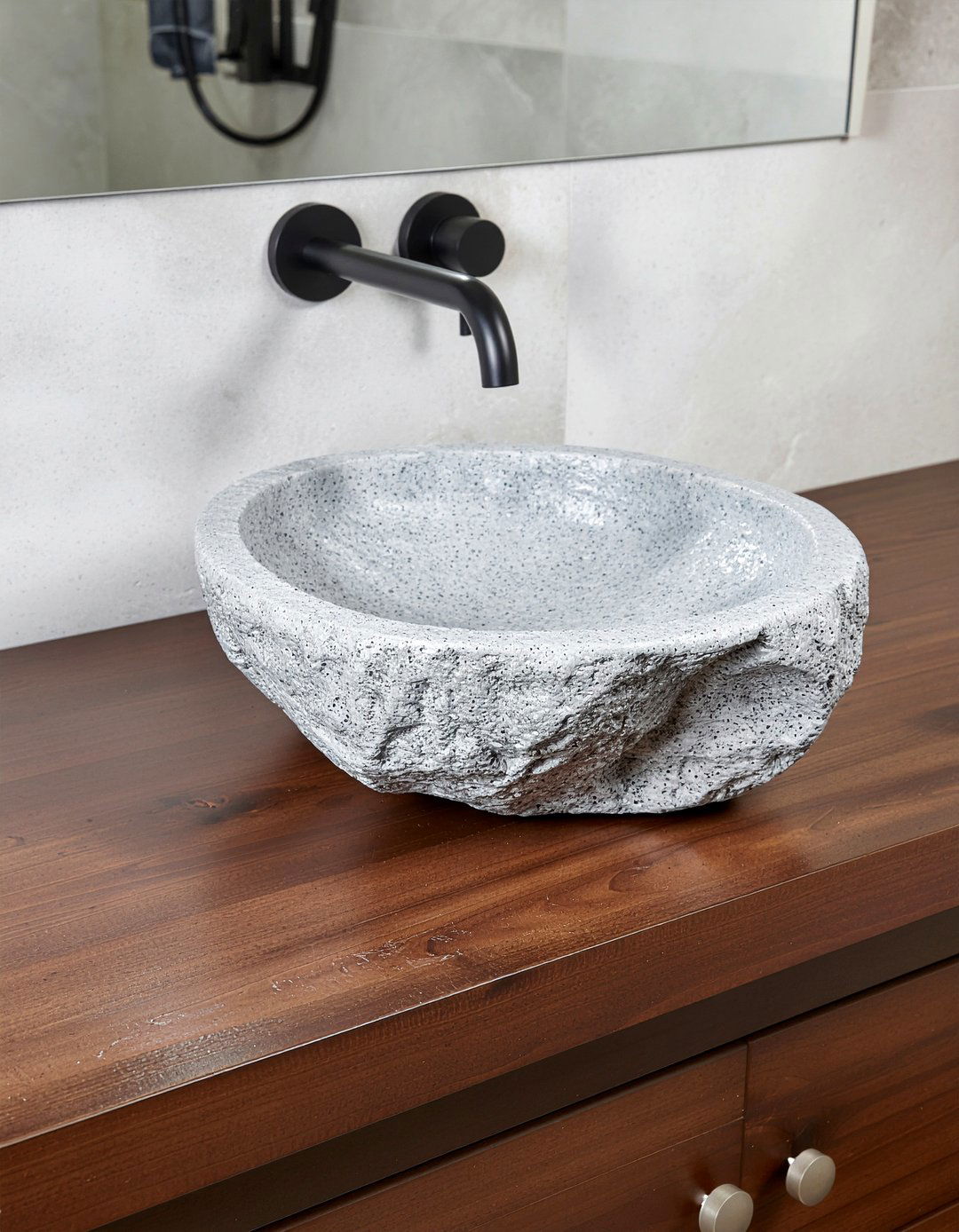 Stone vessel sink - 30 mountain bathroom ideas