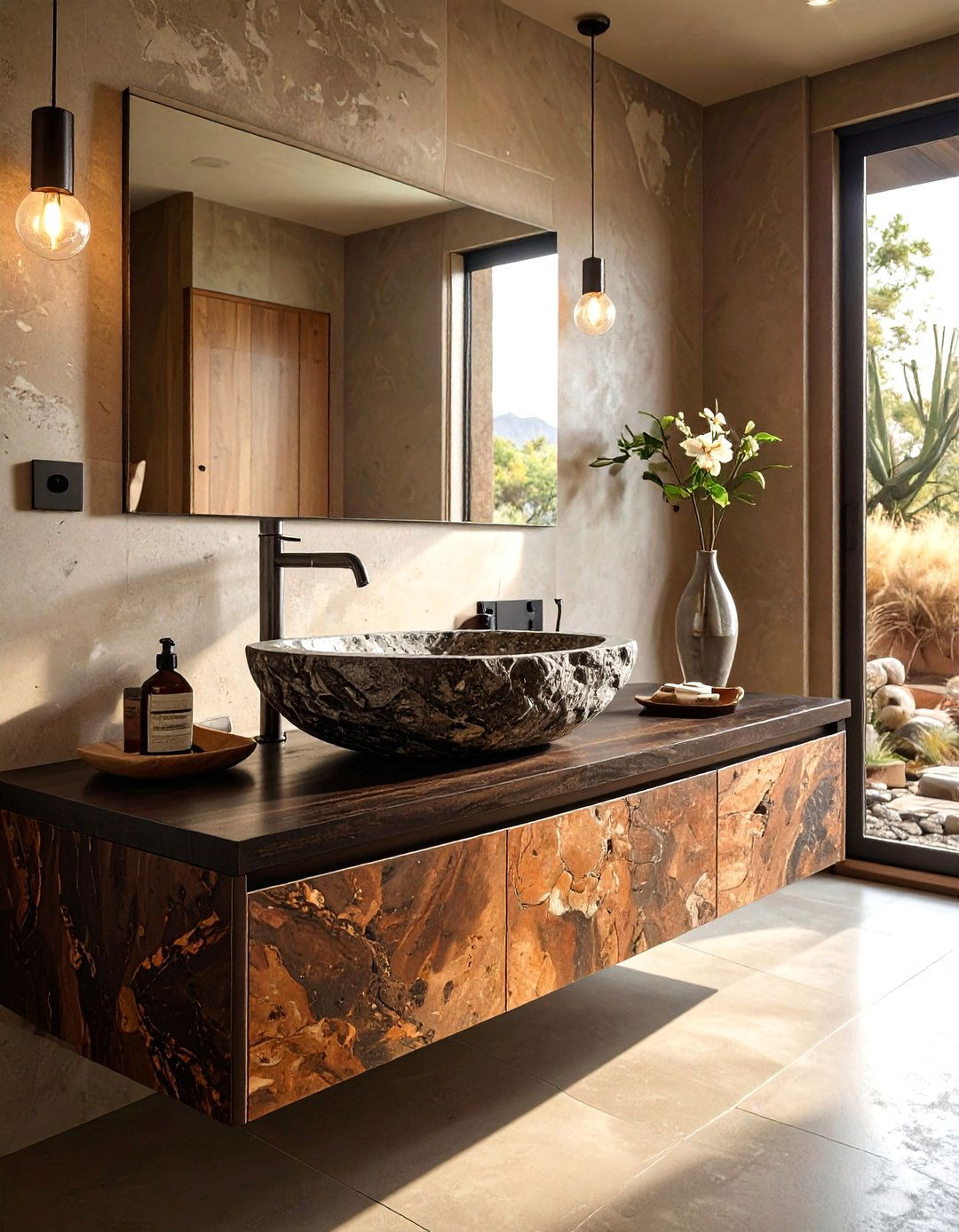 Stone vessel sink - 30 southwestern bathroom ideas