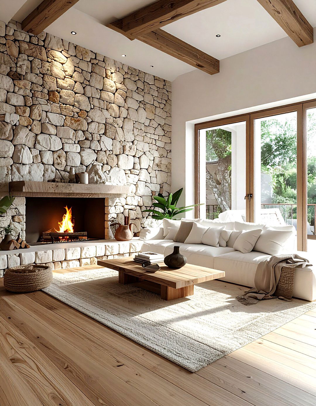 Stone wall accent - 30 Mediterranean home decor ideas