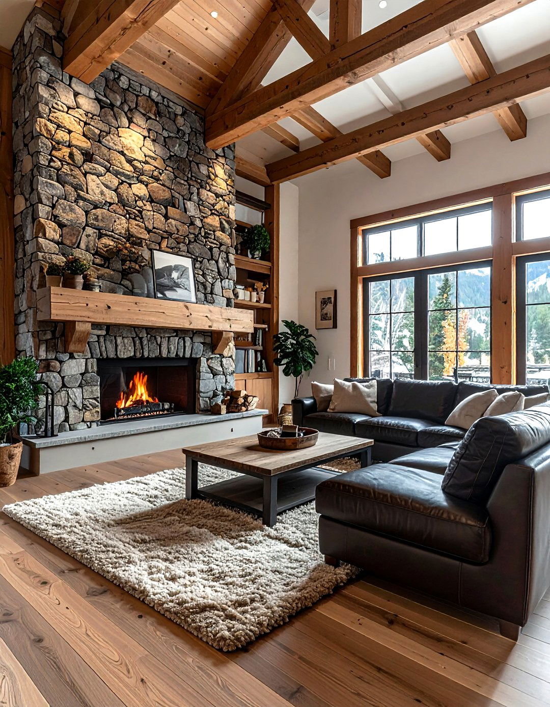 Stone wall living room - 30 living room texture layering ideas