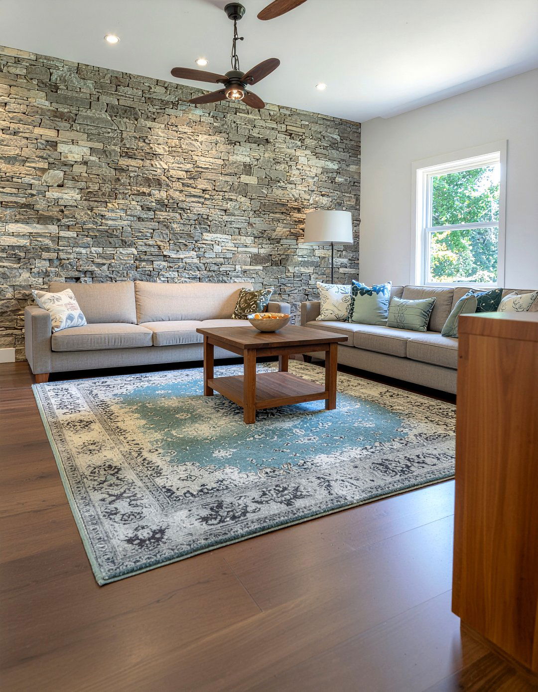 Stone wall living room - 30 relaxation living room ideas