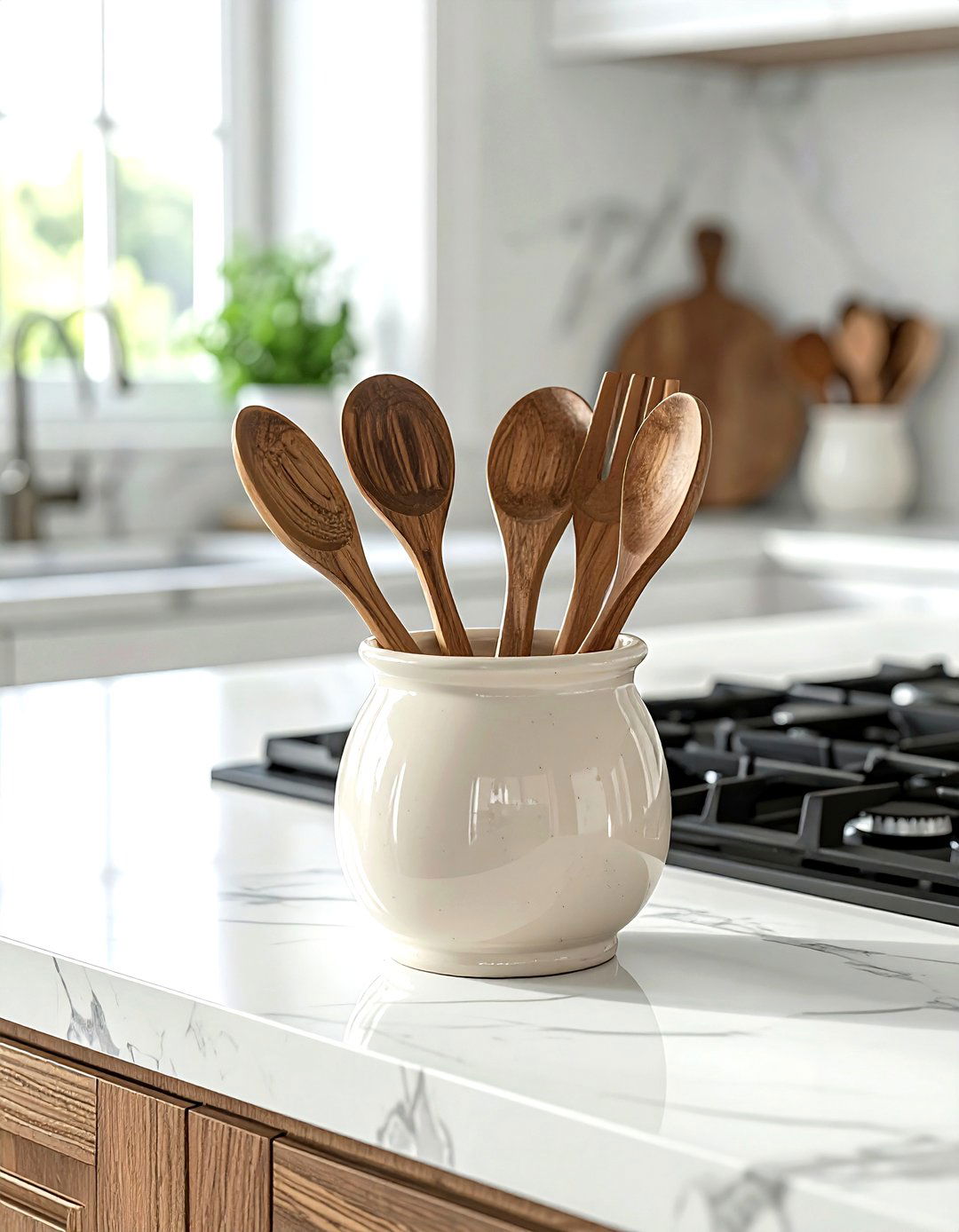 Stoneware Utensil Crock - 30 kitchen finishing touches ideas