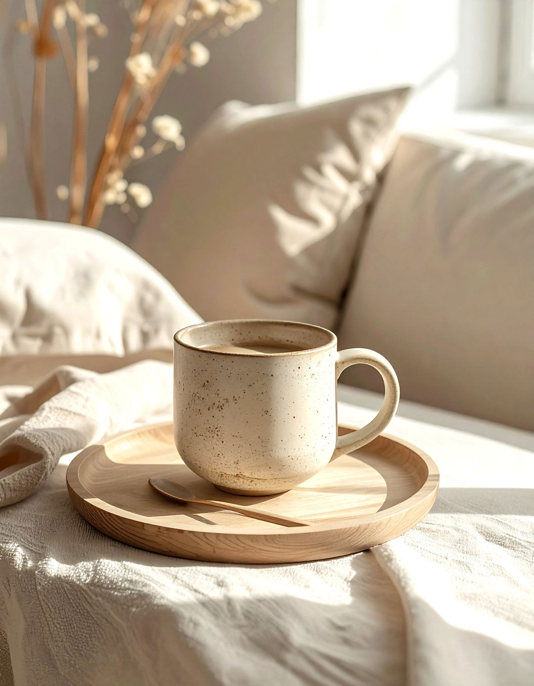 Stoneware coffee mug - 30 beige living room accessories ideas