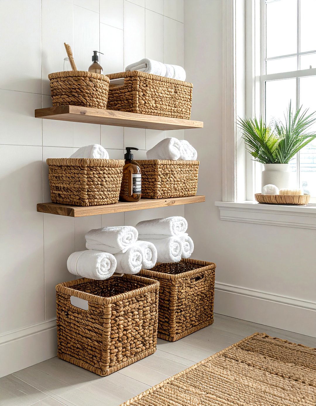 Storage Baskets - 30 quick bathroom makeover ideas