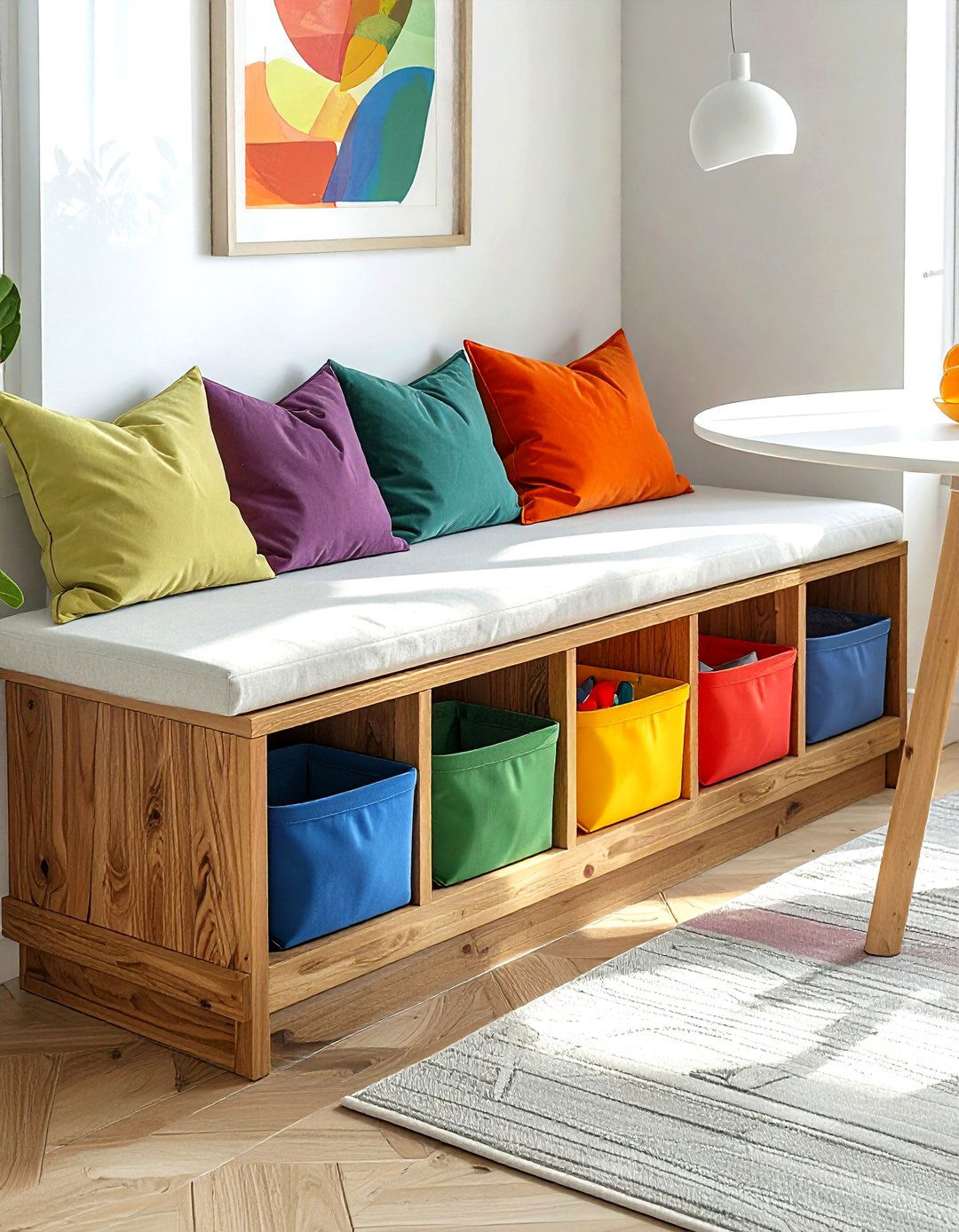 Storage Cubby Dining Bench - 30 dining room under bed storage ideas