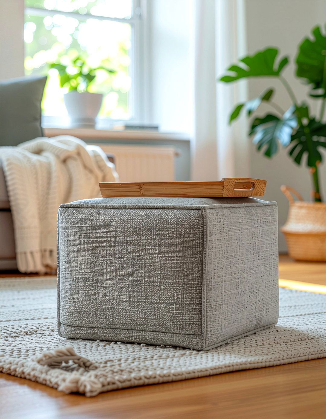 Storage Footstool With Tray - 30 living room footstool ideas