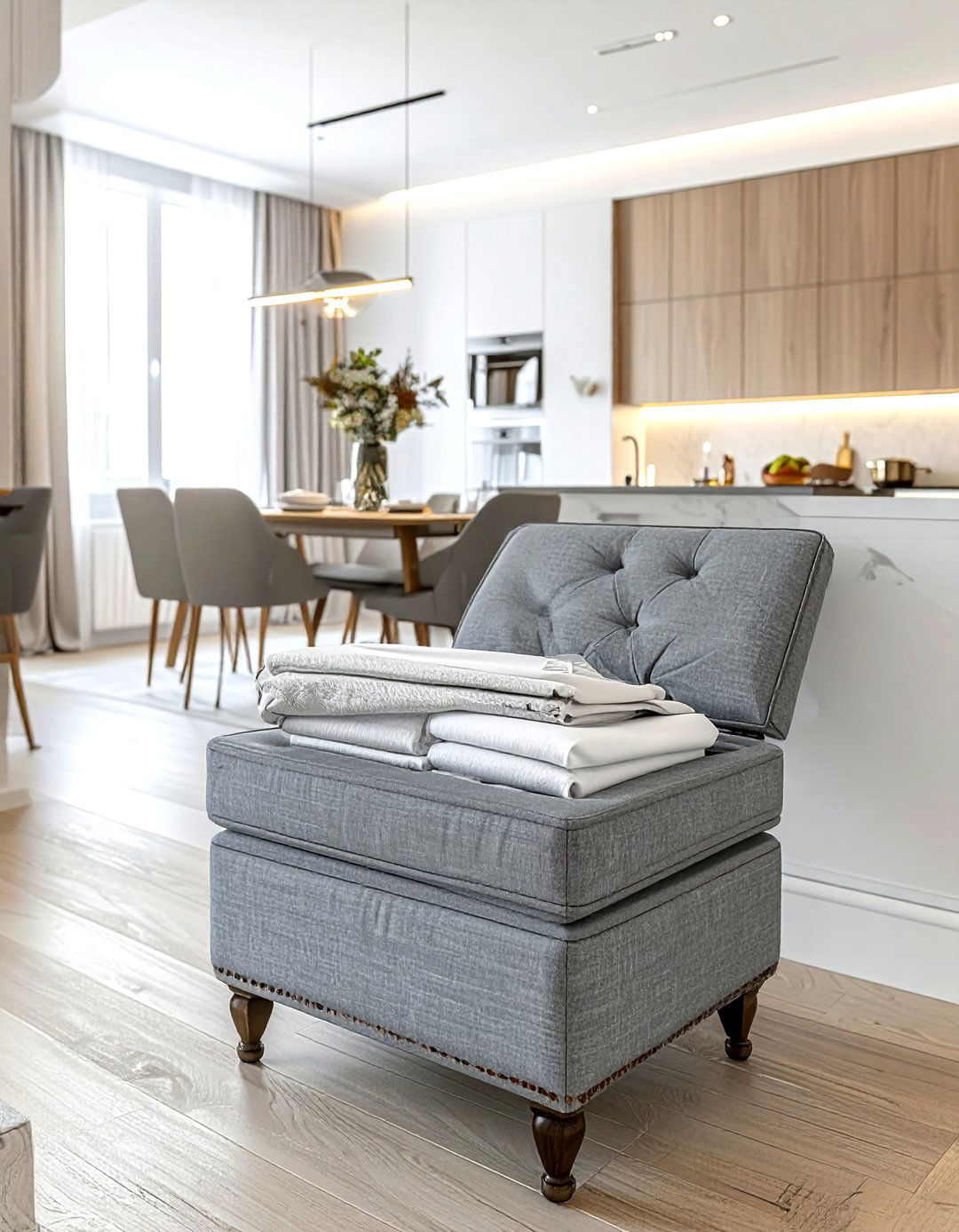 Storage Ottoman For Linens - 30 dining room organization hacks