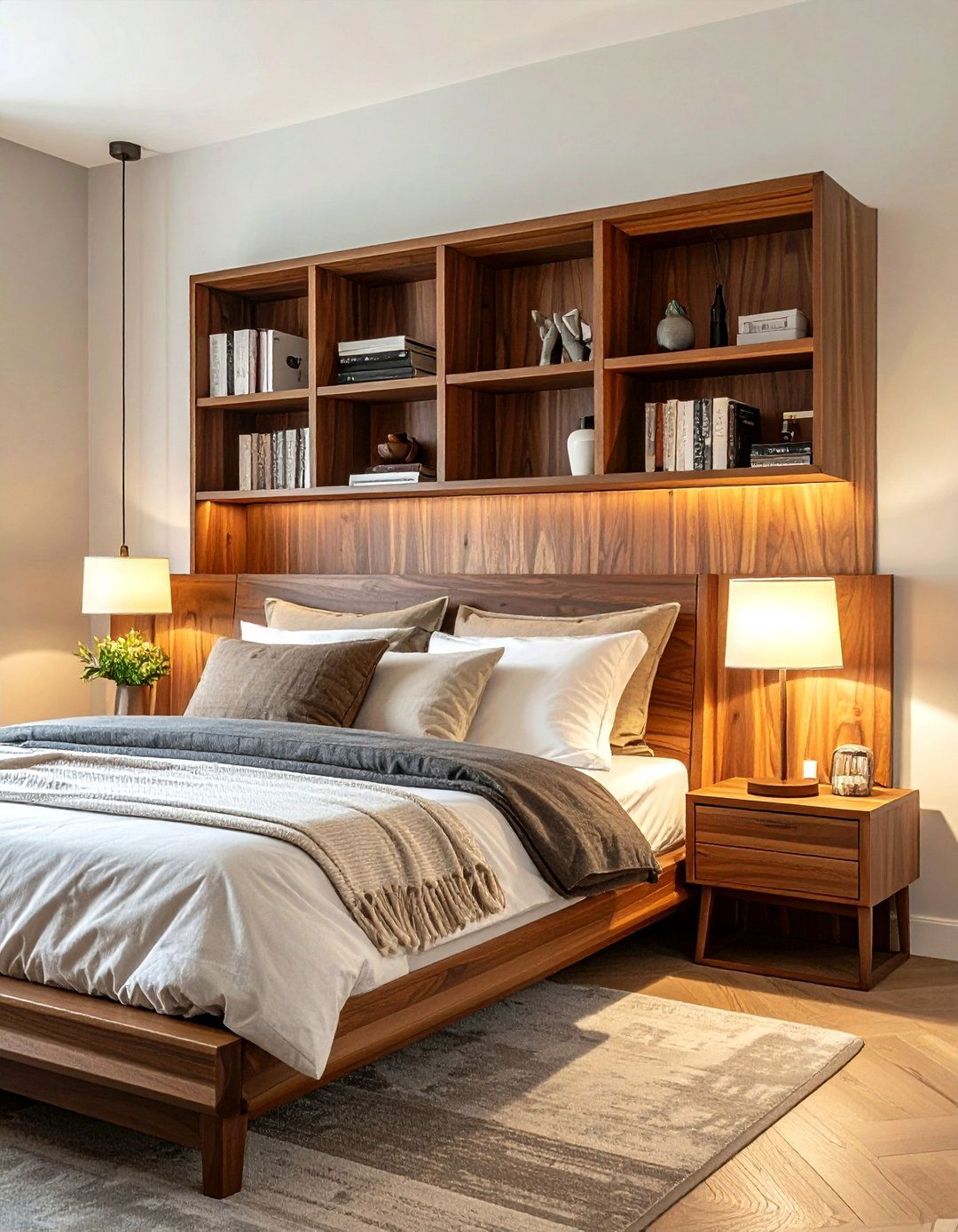 Storage headboard - 30 bedroom storage hacks