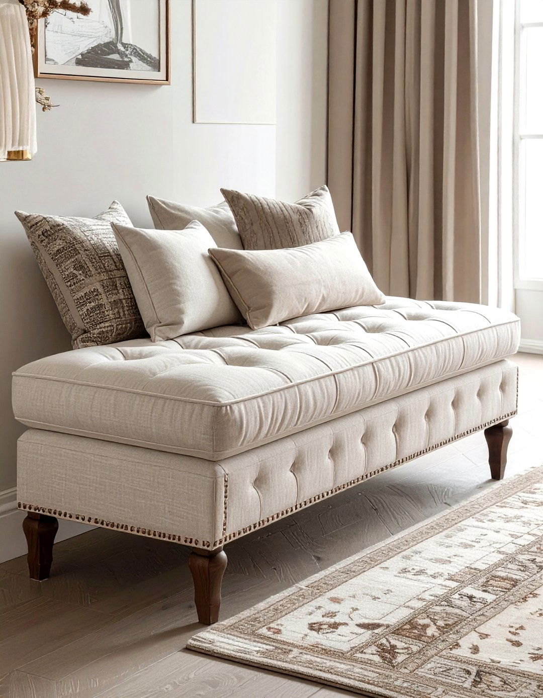 Storage ottoman bench - 30 bedroom storage hacks