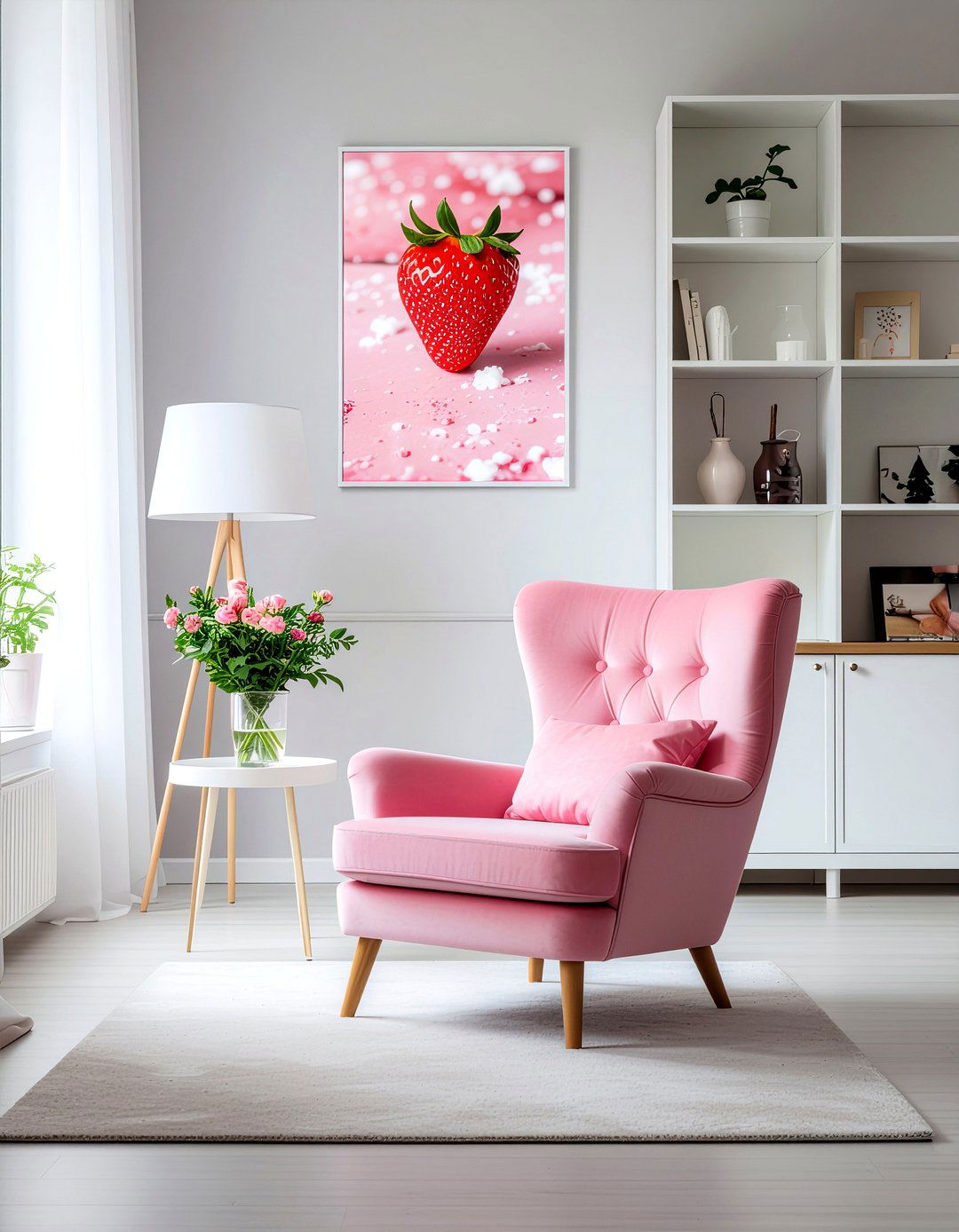 Strawberry pink lounge - 30 berry living room ideas