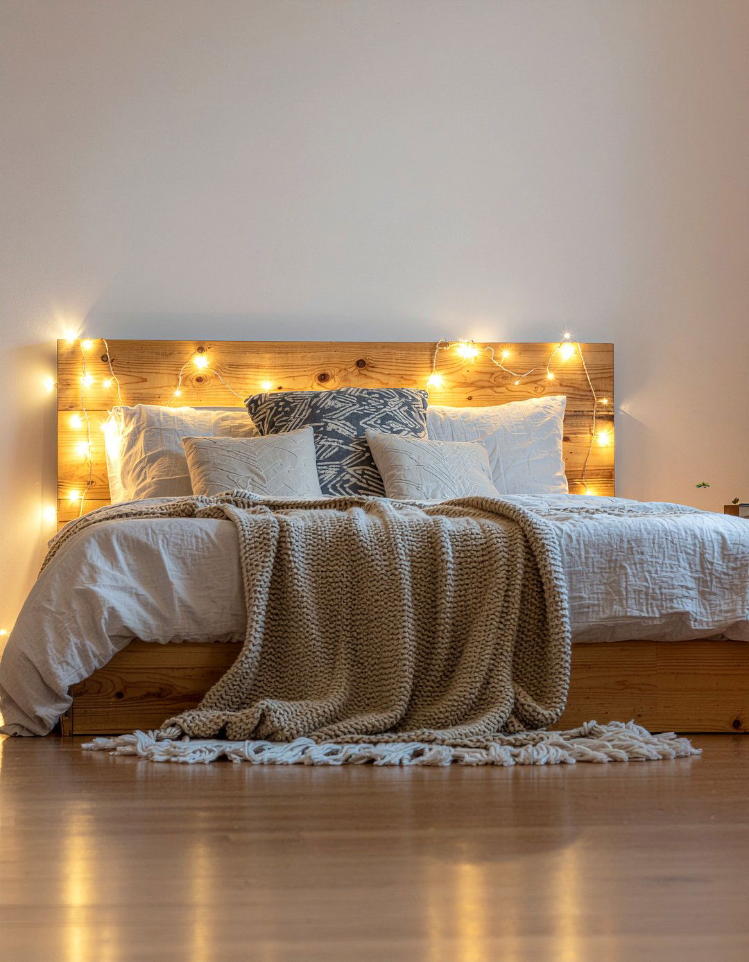 String Lights Behind Bed - 30 bedroom string lights ideas