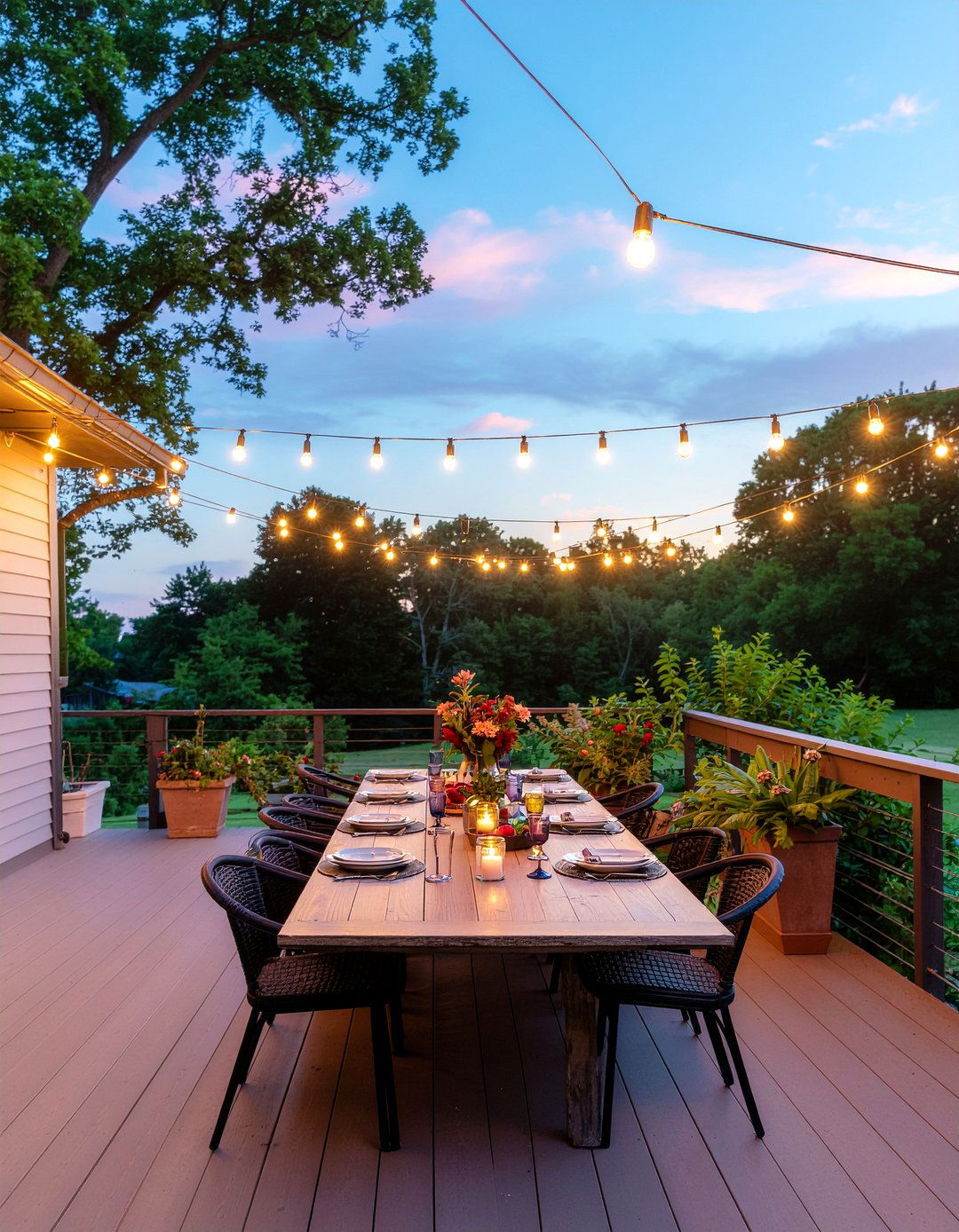 String Lights For Outdoor Dining - 30 deck dining ideas