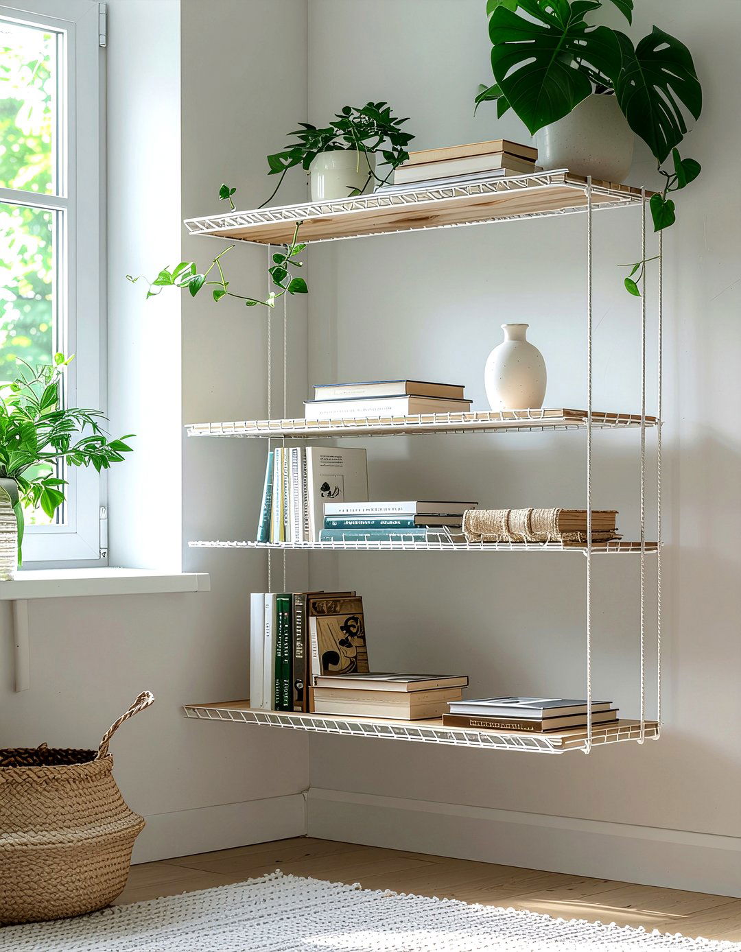 String Shelving System - 30 bedroom wall shelving ideas