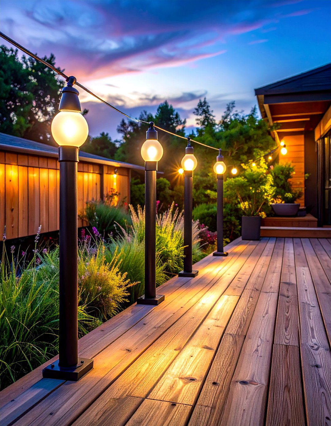 String light poles for deck - 30 patio decor ideas