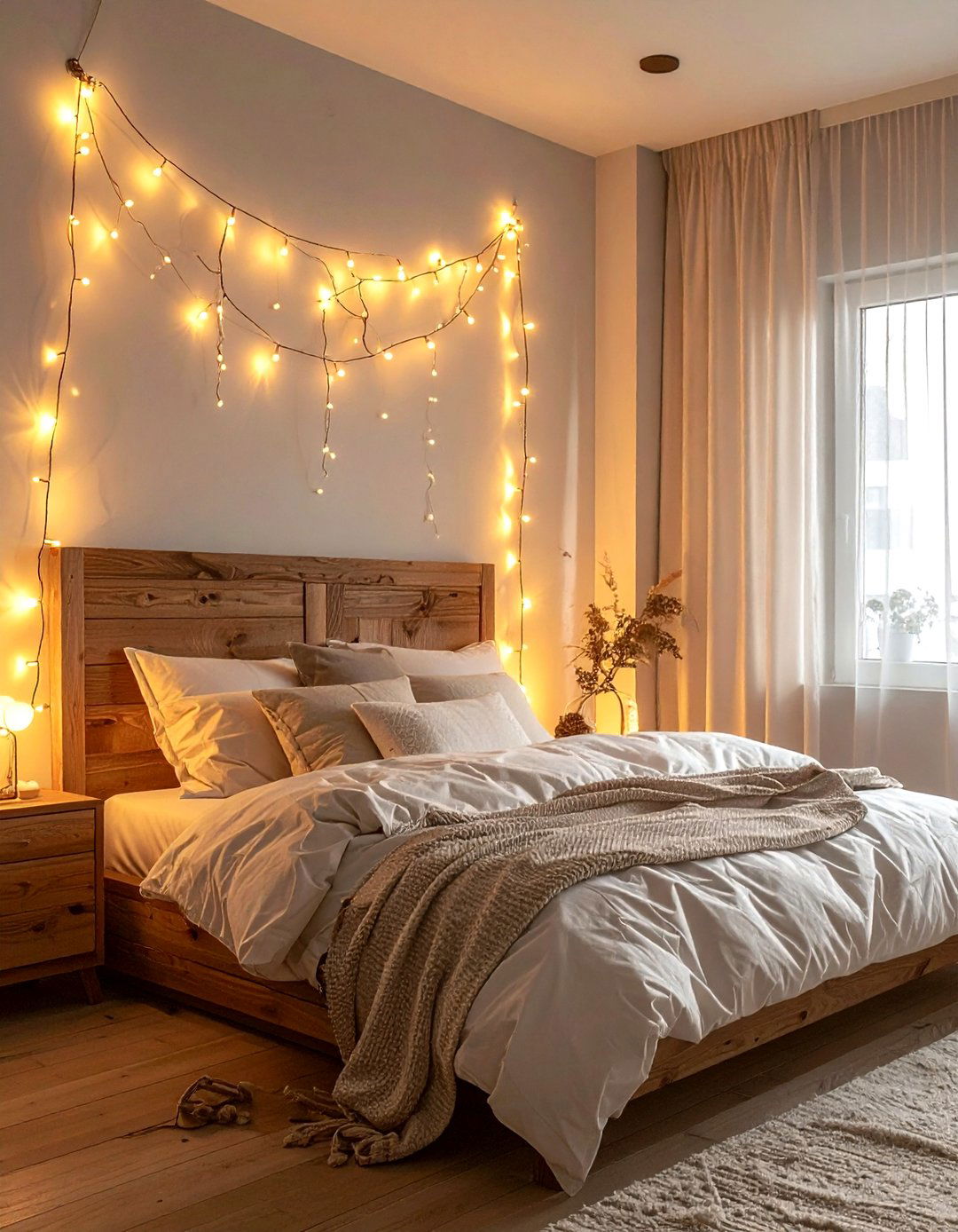 String lights - 30 affordable bedroom ideas