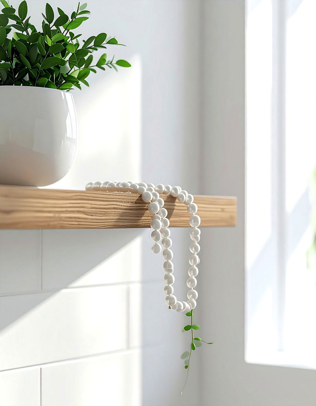 String of Pearls on Dining Room Shelf - 30 dining room indoor plant ideas
