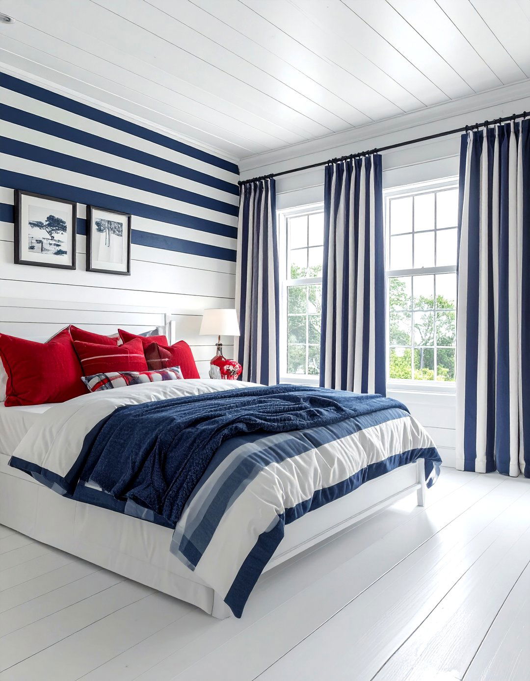 Striped Cotton Curtains - 30 bedroom curtain ideas