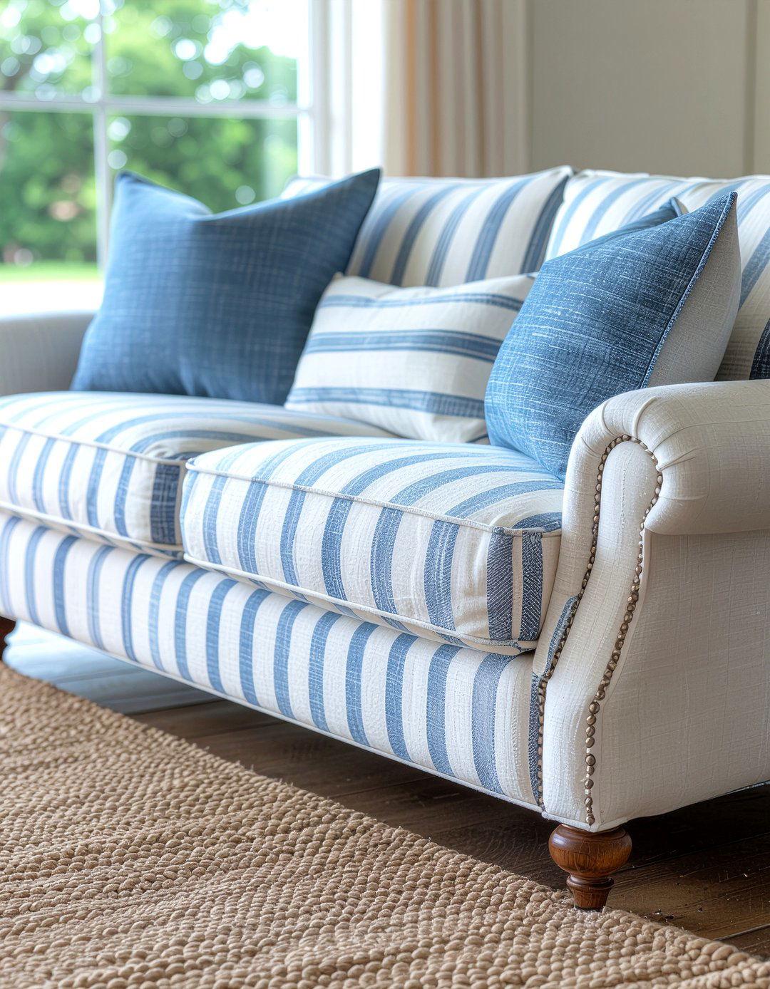 Striped Cotton Sofa Cover - 30 living room washable slipcover ideas