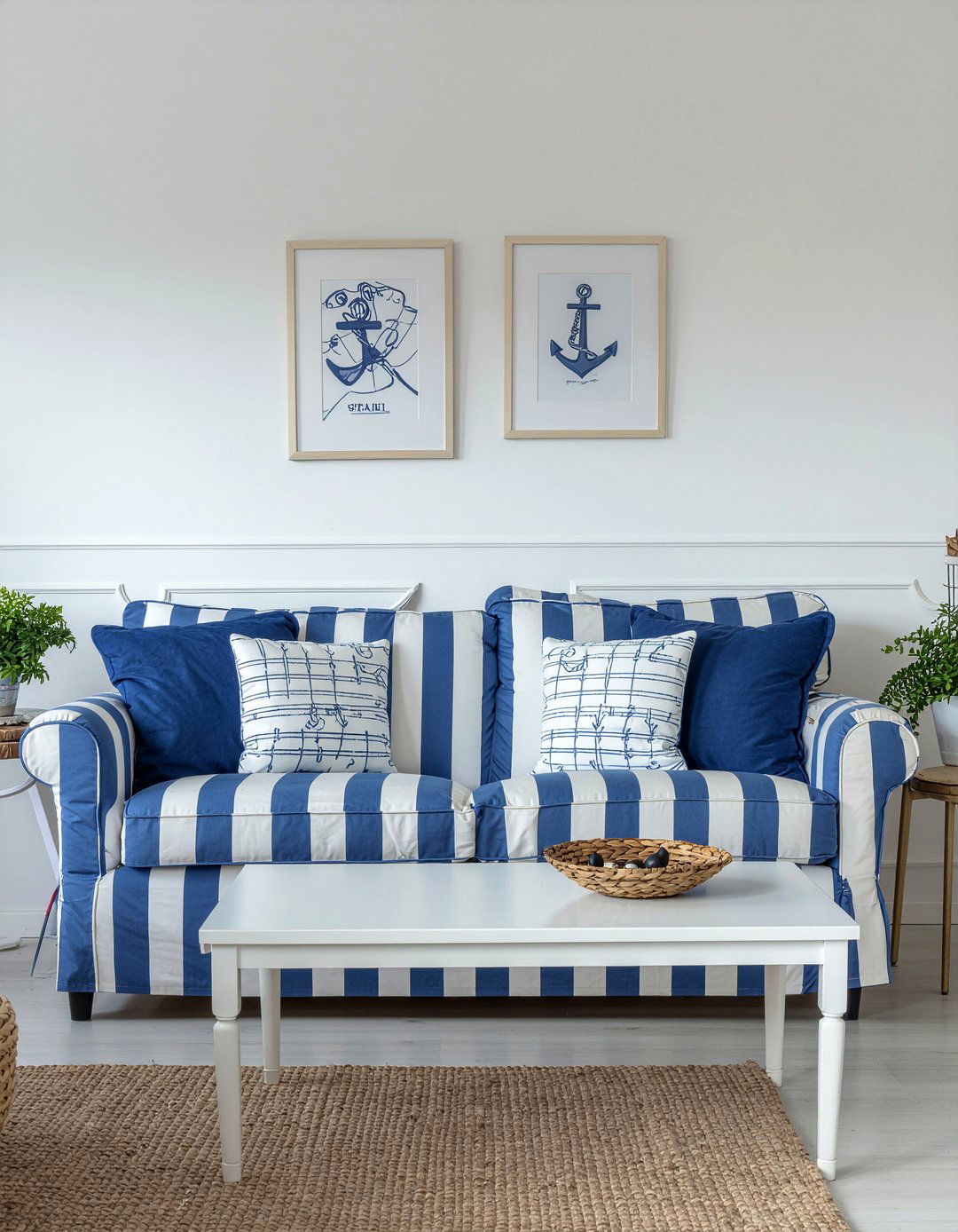 Striped English Arm Sofa - 30 living room English arm sofa ideas