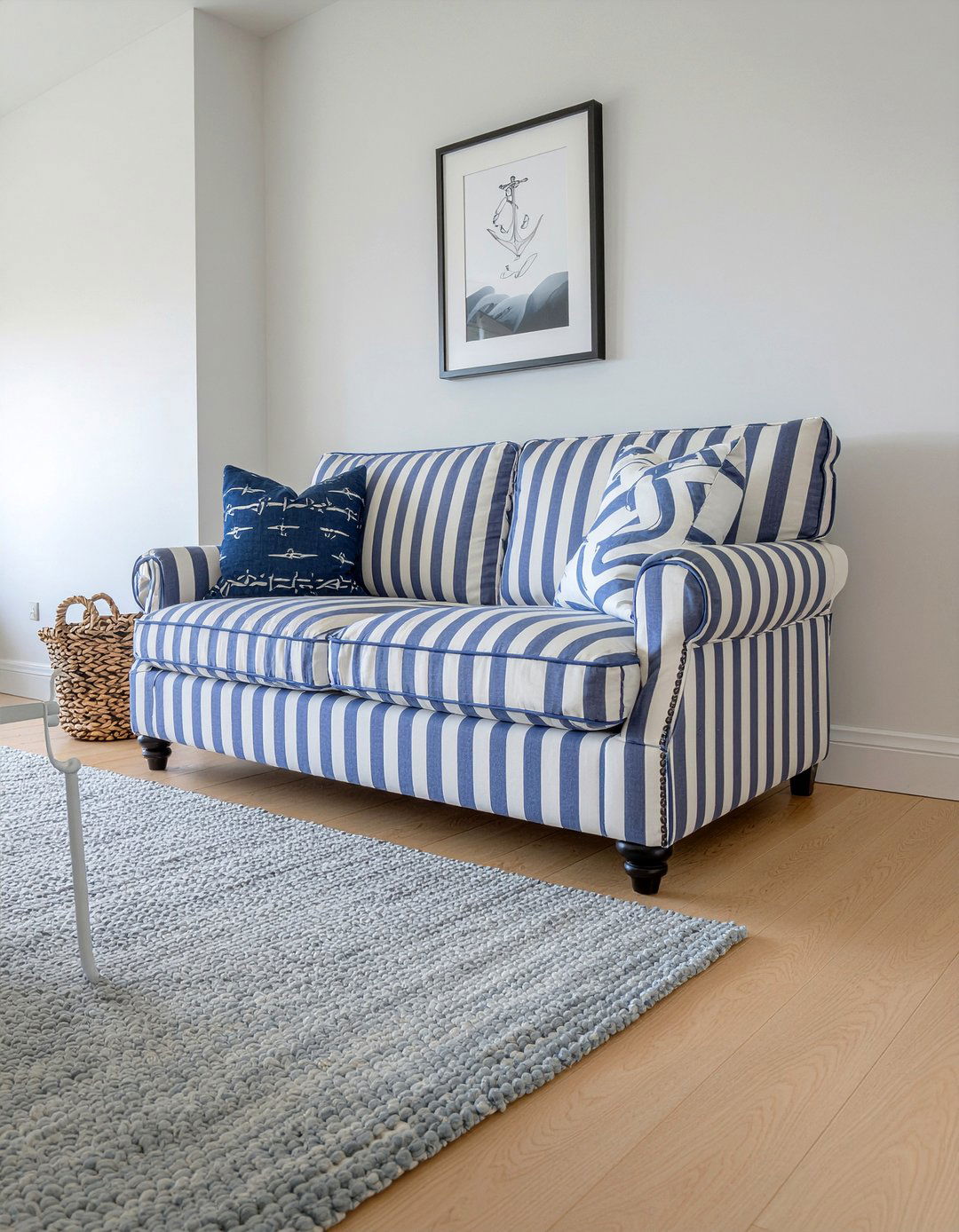 Striped Fabric Sofa - 30 living room upholstered sofa ideas