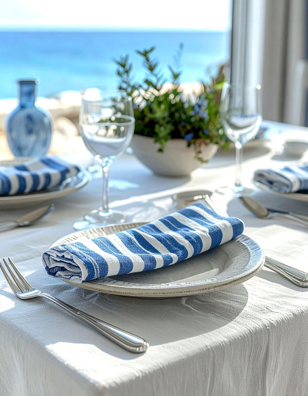 Striped Linen Napkins - 30 linen dining room ideas