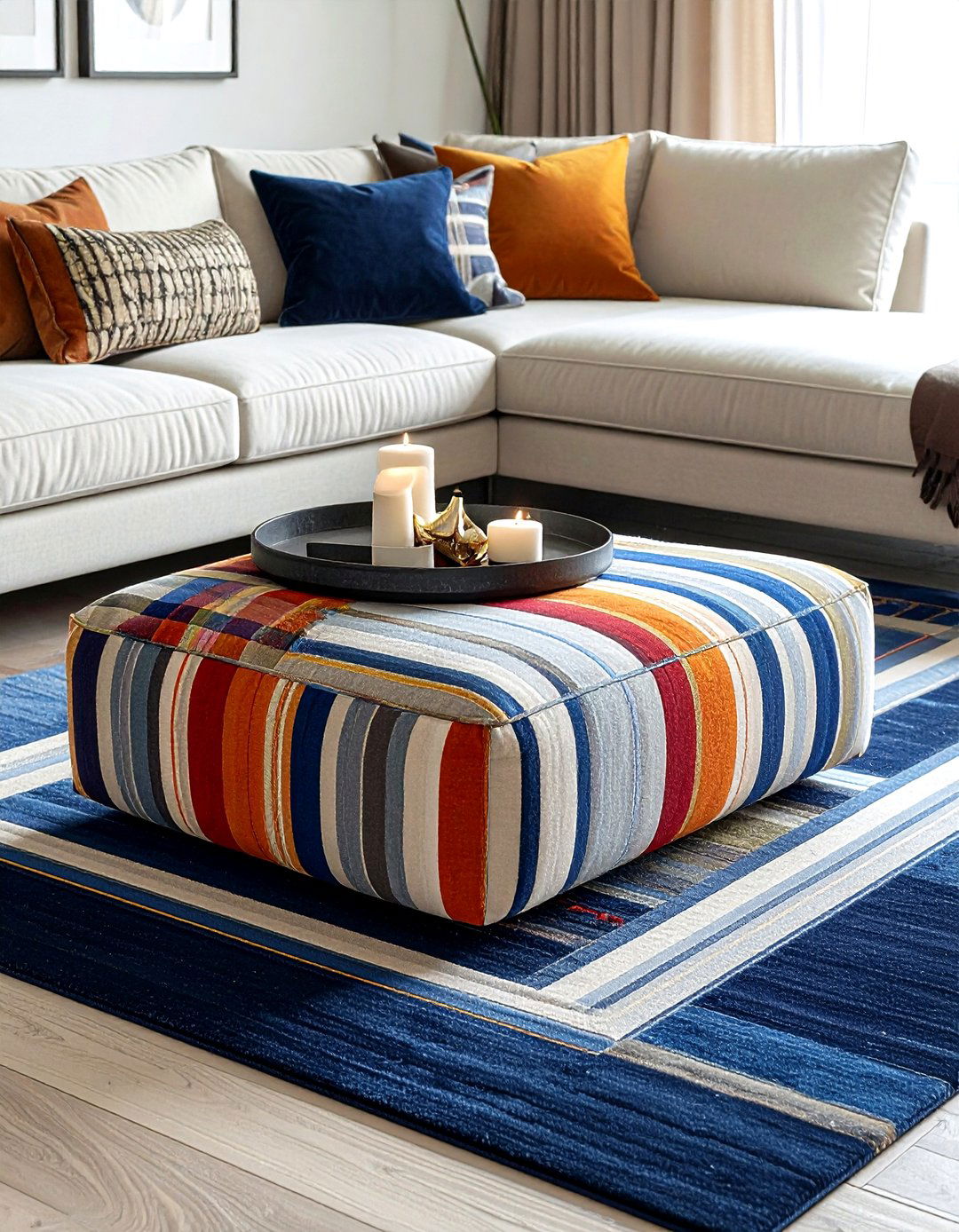 Striped Ottoman - 30 stripe decor ideas