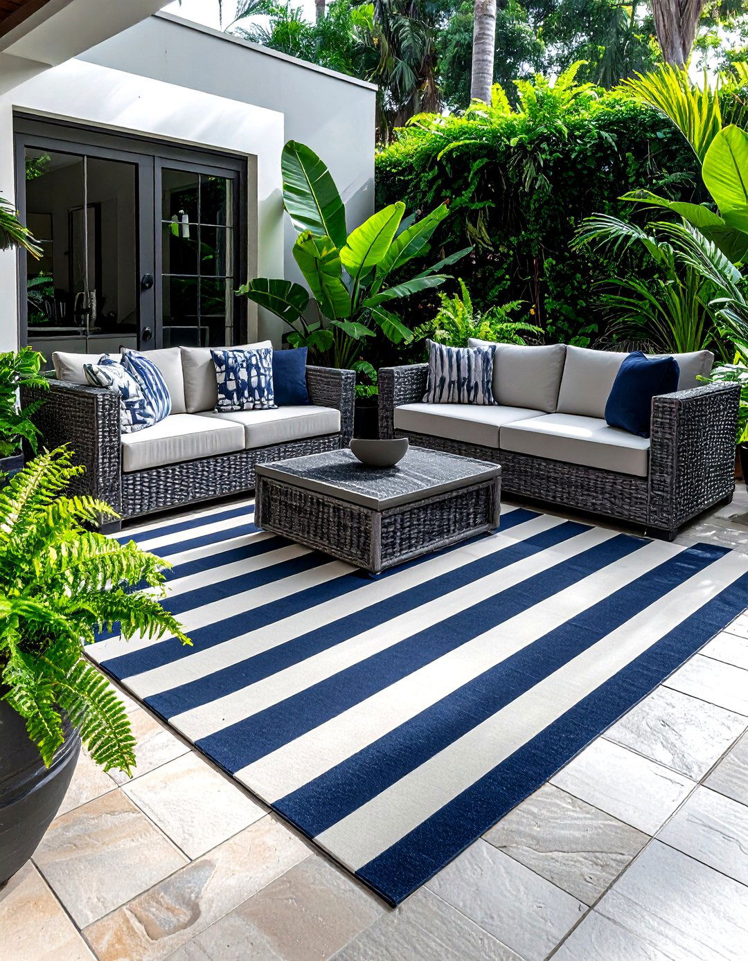 Striped Outdoor Patio Rug - 30 stripe decor ideas