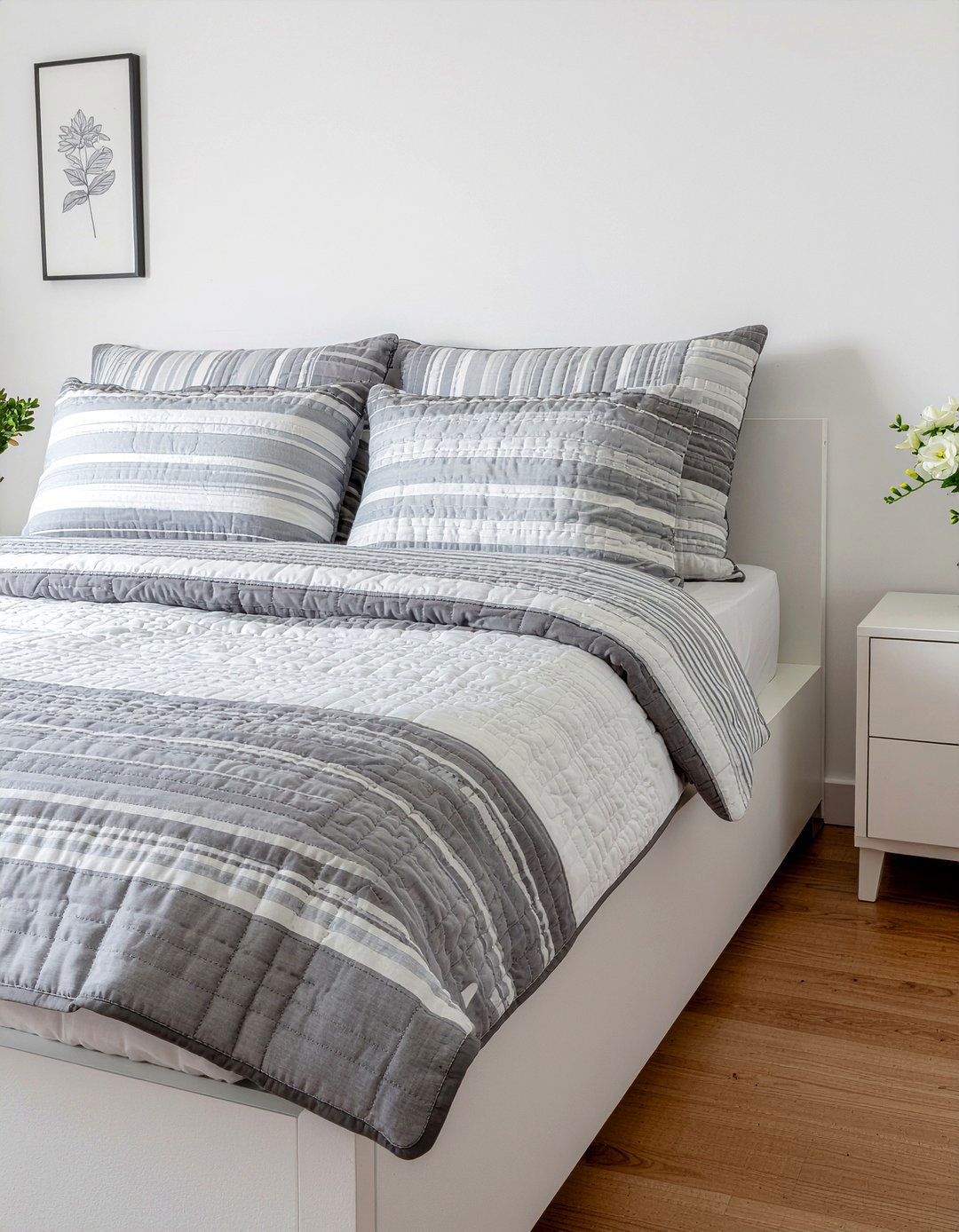 Striped Quilted Bedspread - 30 quilted bedroom ideas