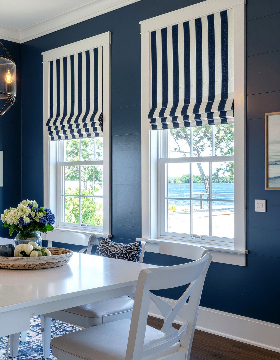 Striped Roman Shades - 30 dining room roman shade ideas