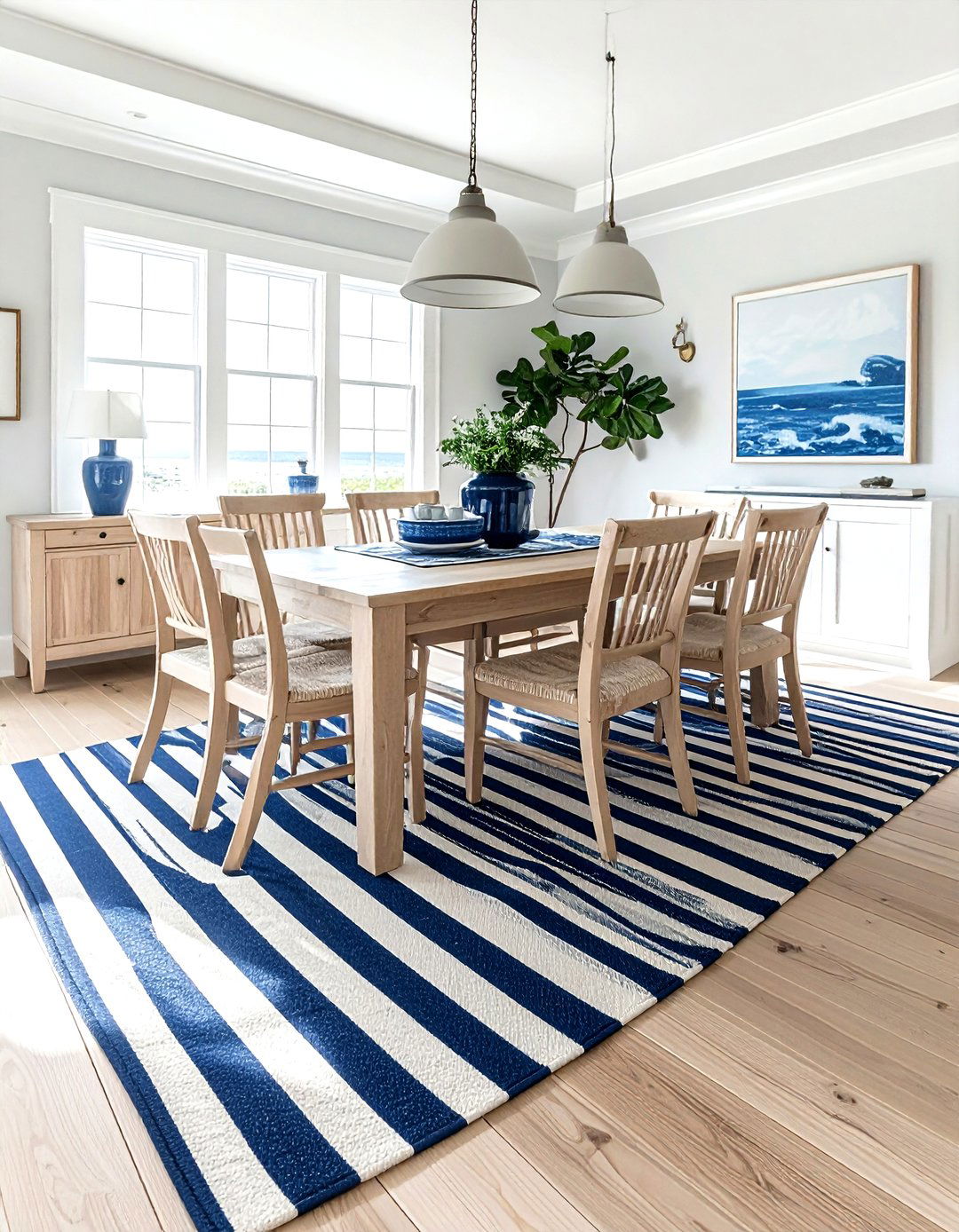 Striped Rug Dining Room - 30 Nantucket dining room ideas