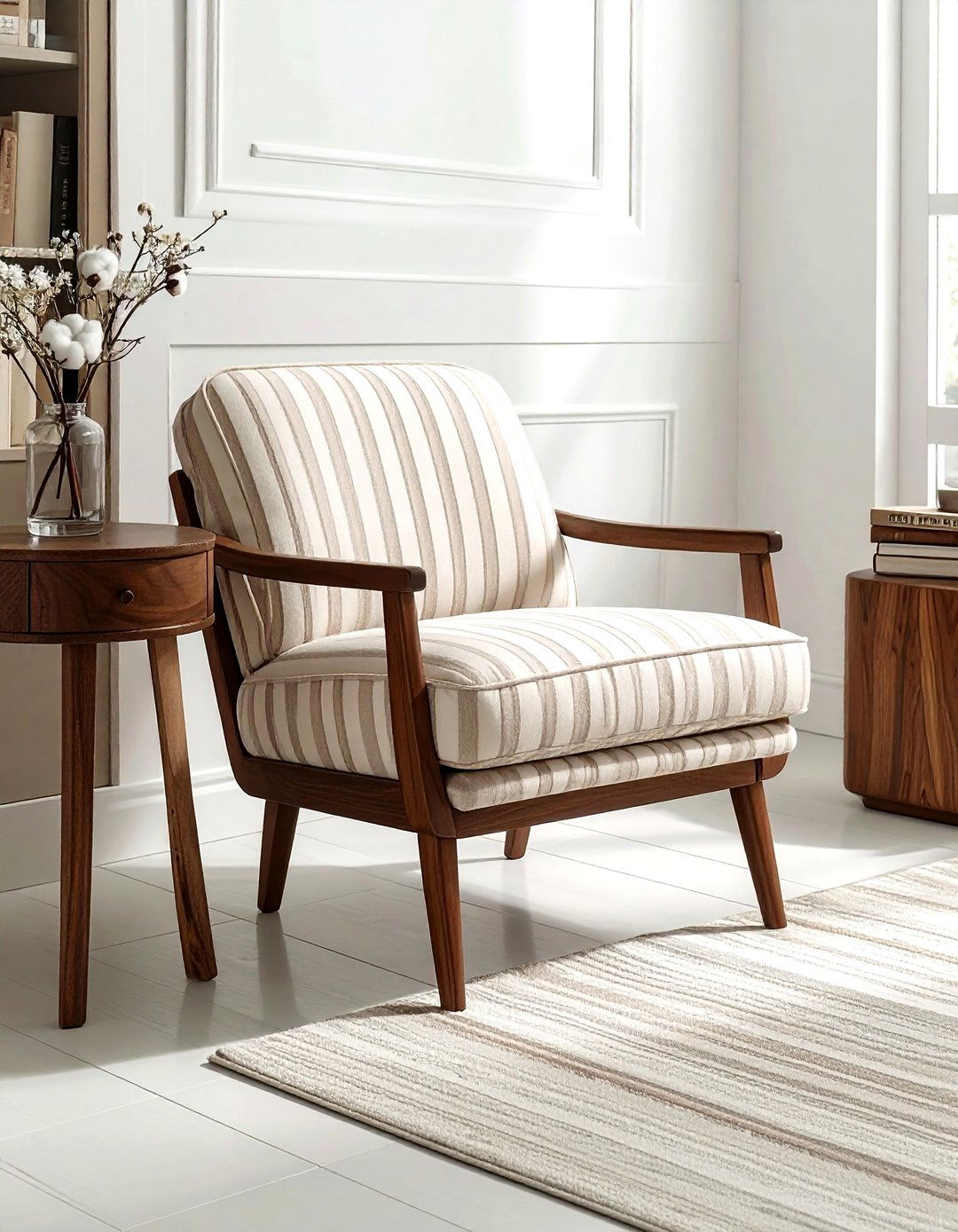 Striped Slipper Chair - 30 living room slipper chair ideas