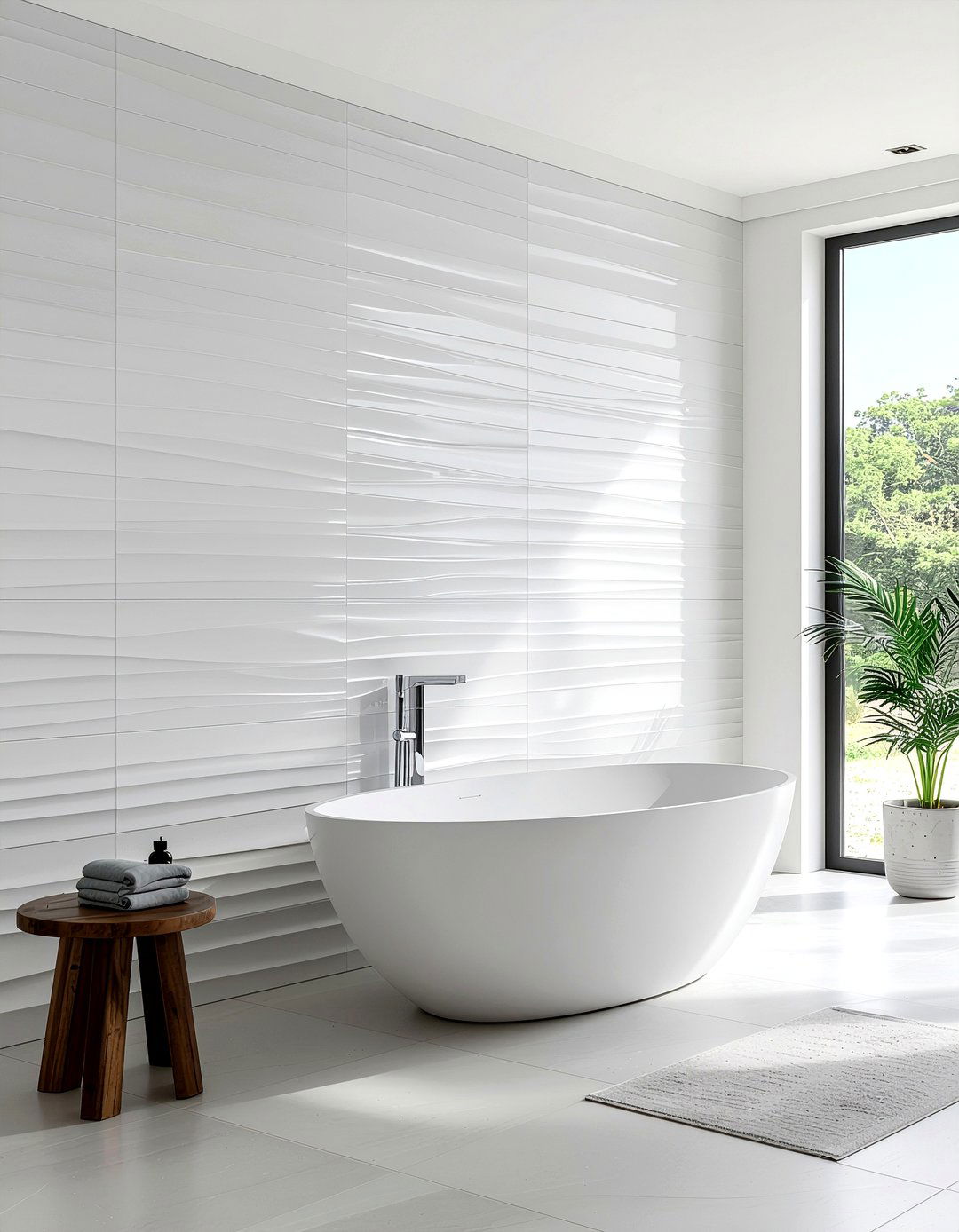 Striped bathroom wall - 30 bathroom feature wall ideas