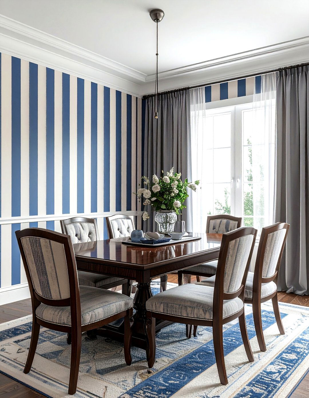 Striped dining room wallpaper - 30 classic dining room ideas