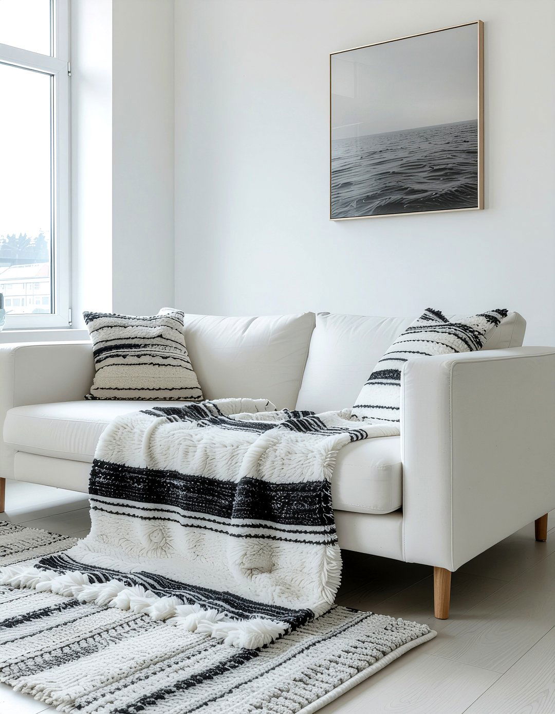 Striped faux fur throw - 30 faux fur throw ideas