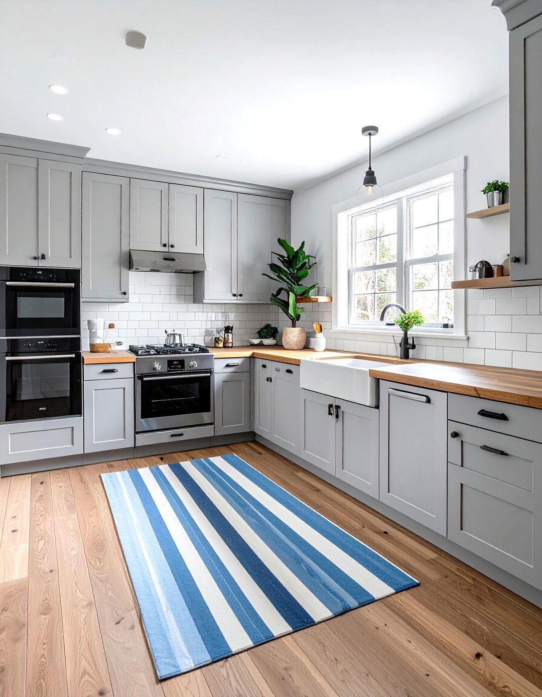 Striped kitchen rug - 30 kitchen pattern mixing ideas