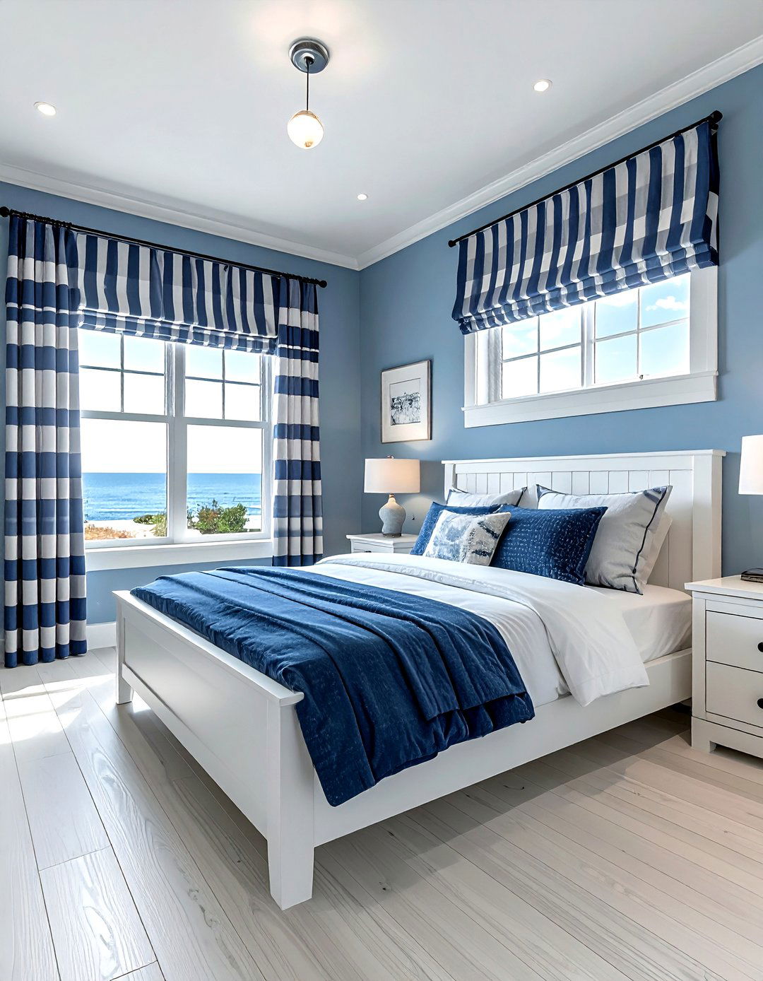 Striped nautical bedroom window drapes - 30 drape ideas