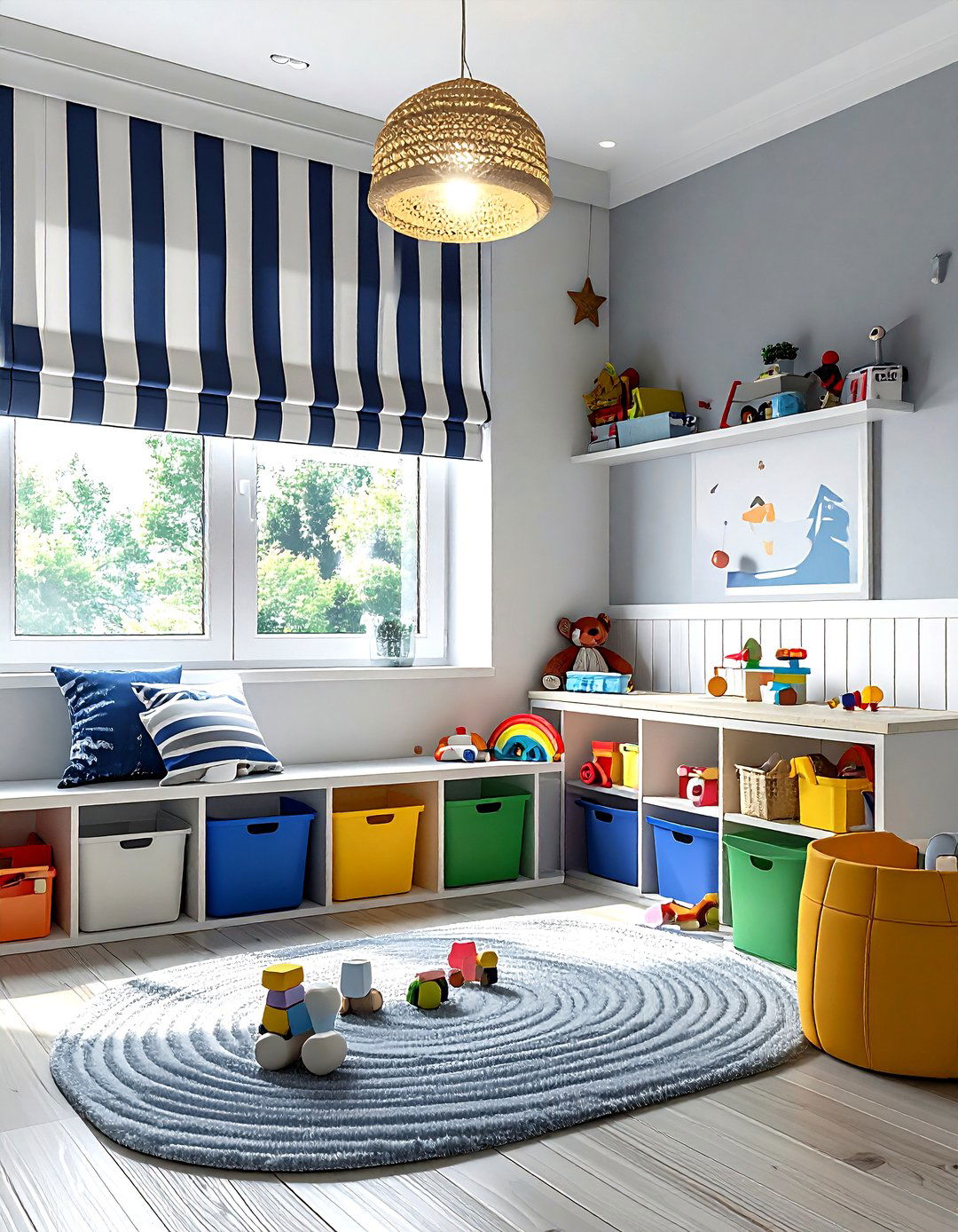 Striped roman shade - 30 roman shade ideas