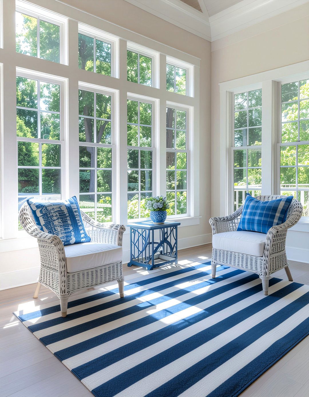 Striped rug on solid rug - 30 layered rug ideas