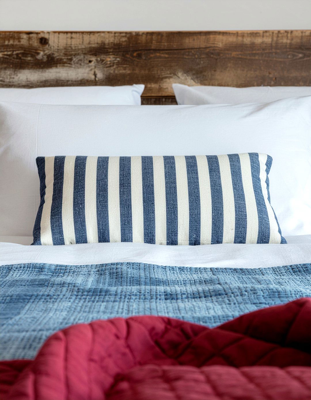 Striped ticking bolster pillow - 30 bedroom bolster pillows