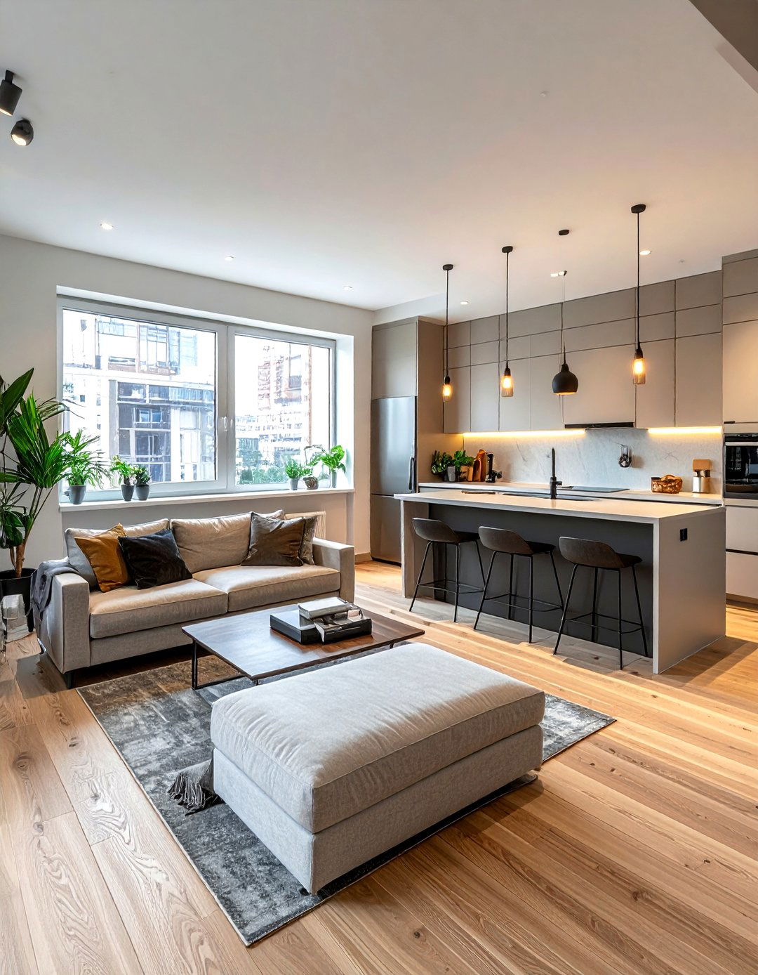 Studio kitchen living room setup - 30 kitchen living room combo ideas