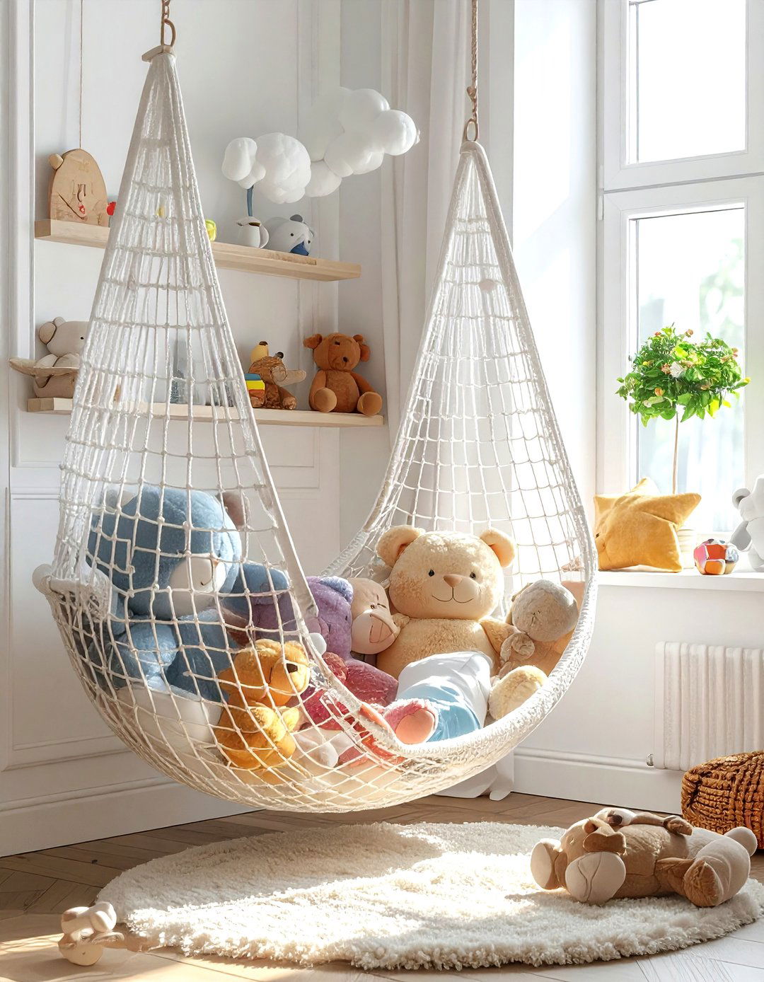 Stuffed animal hammocks - 30 playroom storage ideas