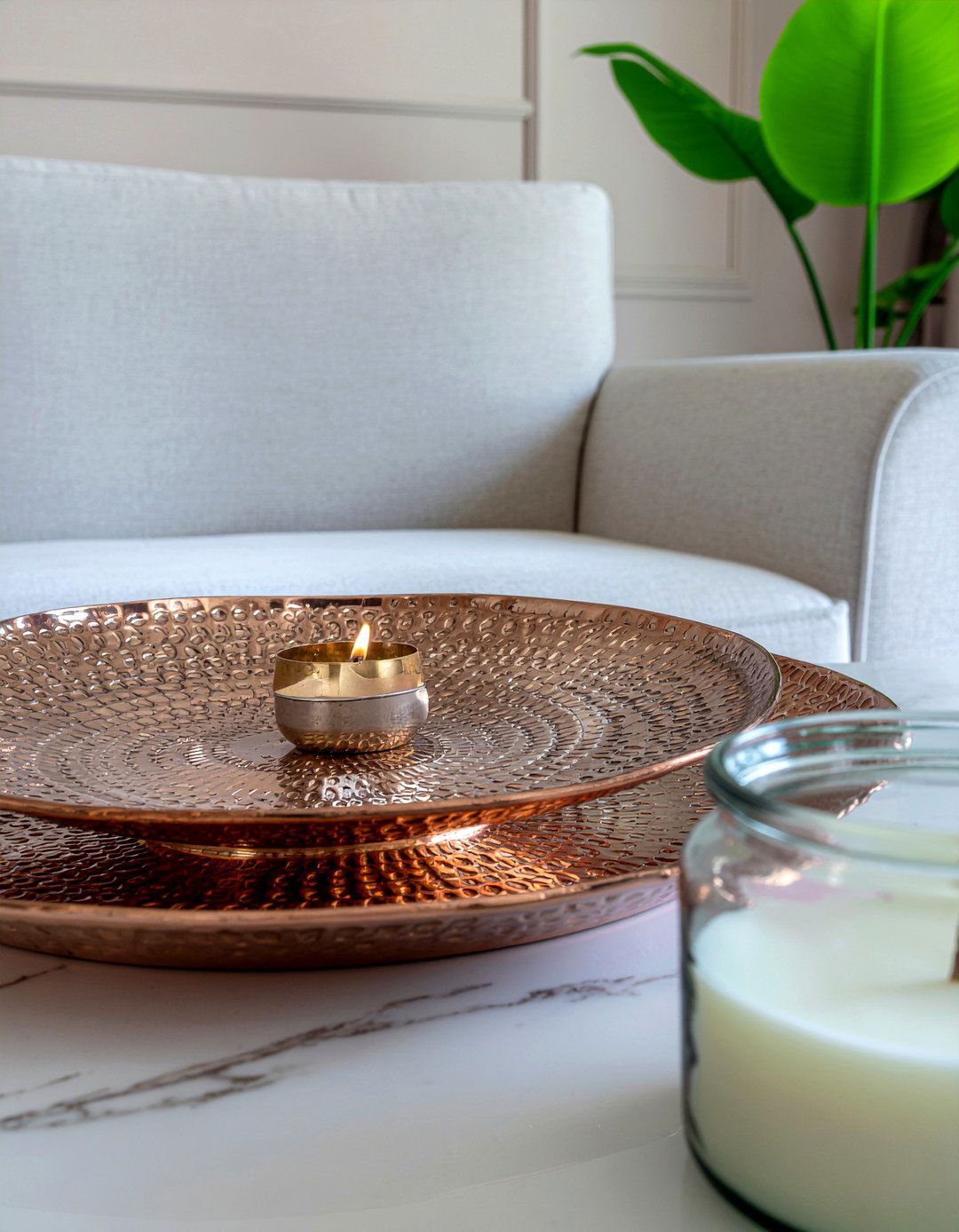 Styled Coffee Table Bronze Tray - 30 bronze accent living room ideas