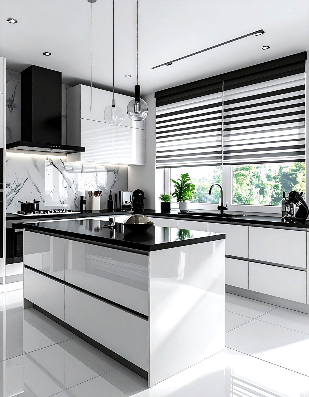 Stylish kitchen zebra blinds - 30 kitchen blinds ideas