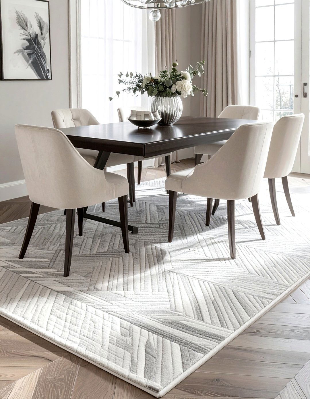 Subtle Herringbone Rug - 30 dining room area rug ideas