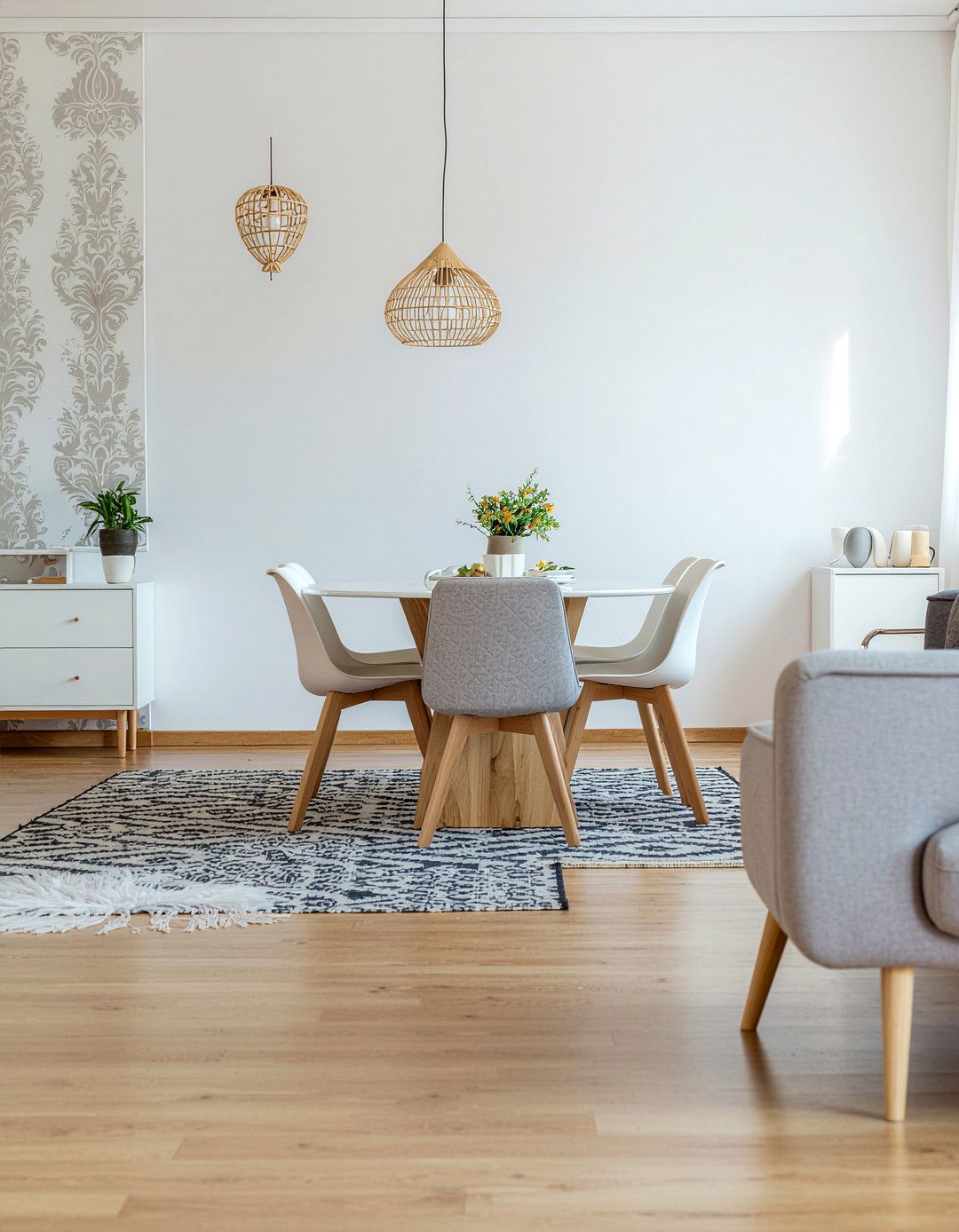 Subtle damask wallpaper print - 30 damask wallpaper dining room ideas