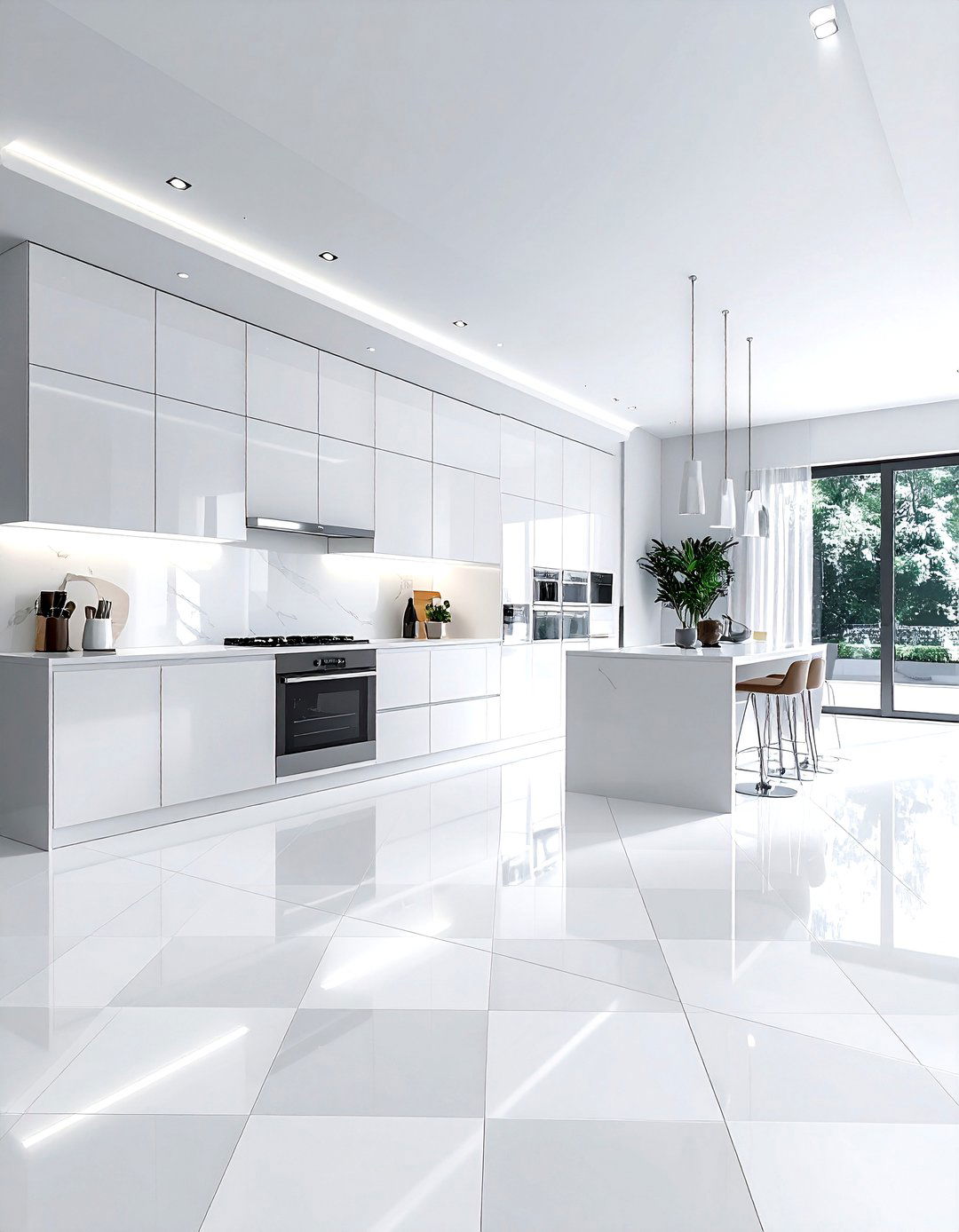 Subtle tone on tone tile - 30 patterned floor kitchen ideas