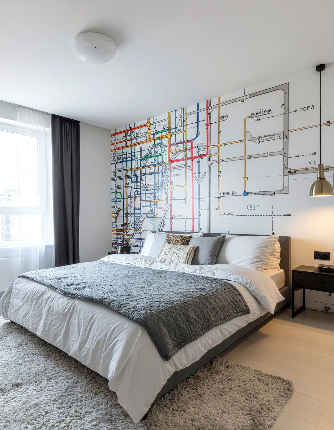 Subway Map Mural - 30 train bedroom ideas