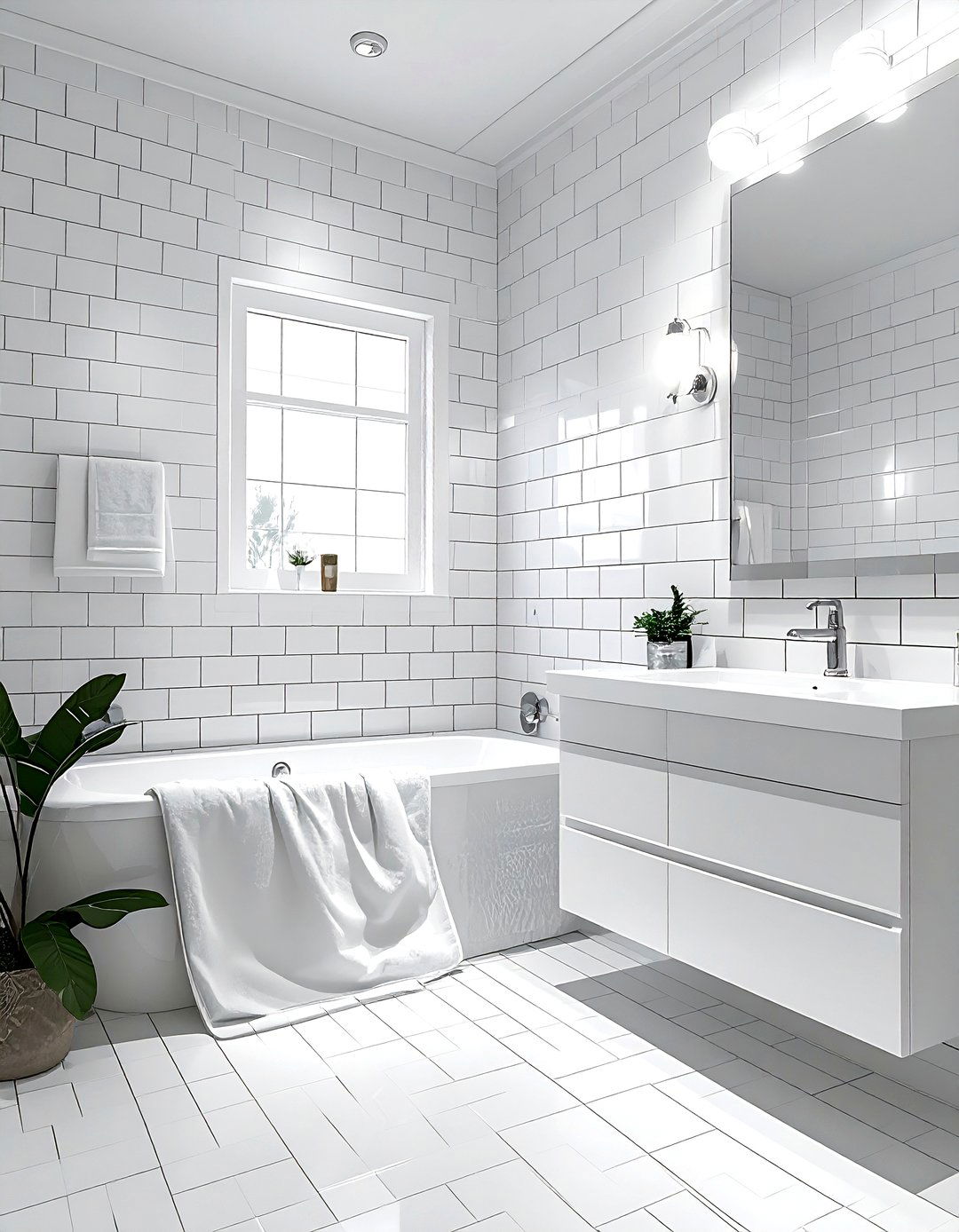 Subway Tile Bathroom - 30 bright white bathroom ideas